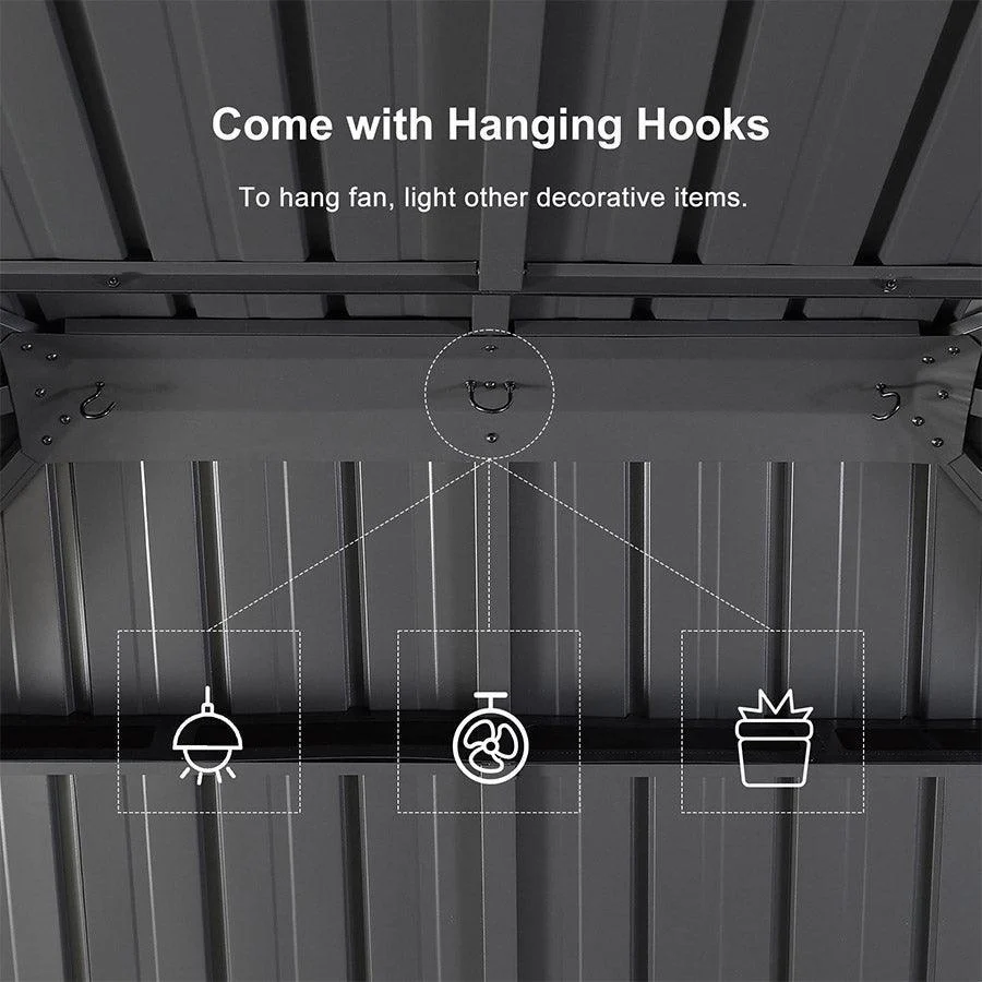 PURPLE LEAF Sunroom Hardtop Gazebo Solarium Grey Galvanized Steel Double Roof  All-Weather Aluminum Outdoor Screen House - Image 16