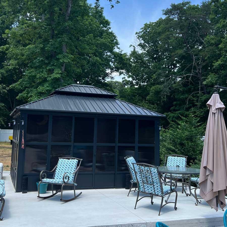 PURPLE LEAF Sunroom Hardtop Gazebo Solarium Grey Galvanized Steel Double Roof  All-Weather Aluminum Outdoor Screen House - Image 7