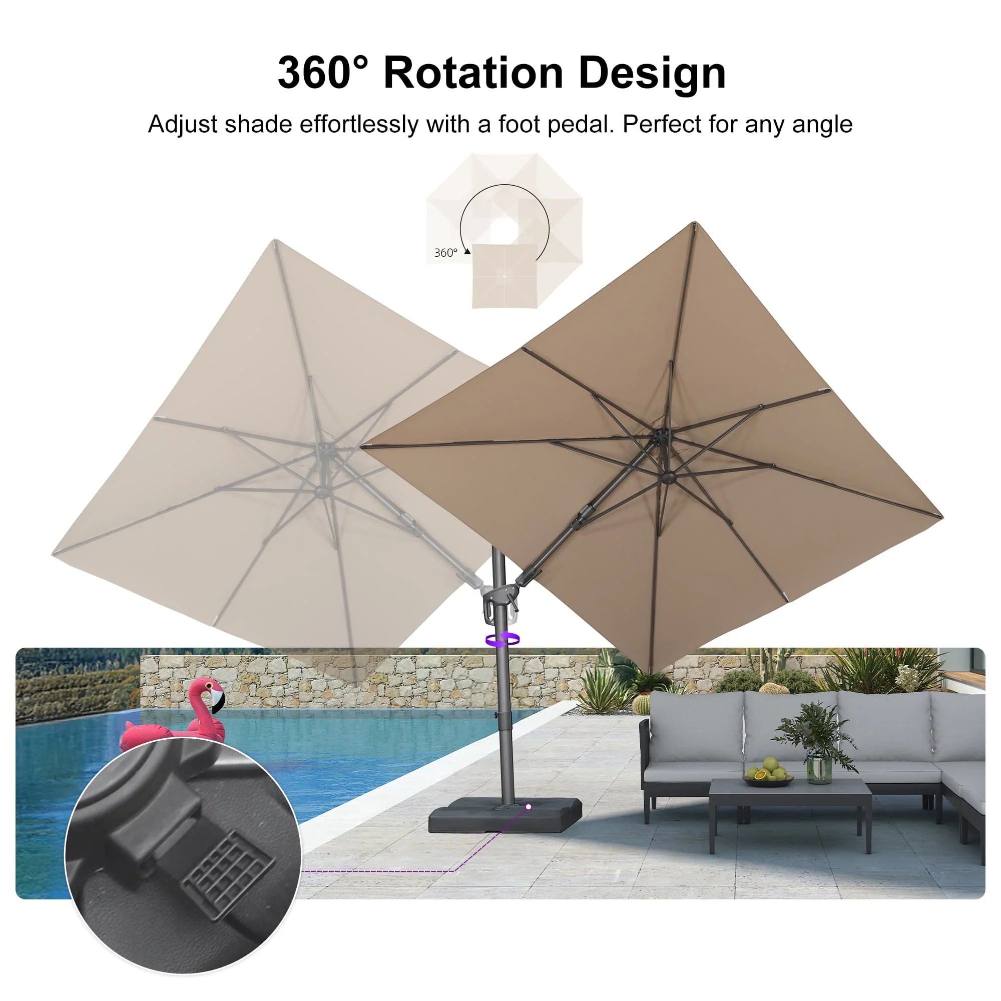PURPLE LEAF UV Resistant Left-right Tilting Patio Umbrella Swivel Outdoor Umbrella - Image 117