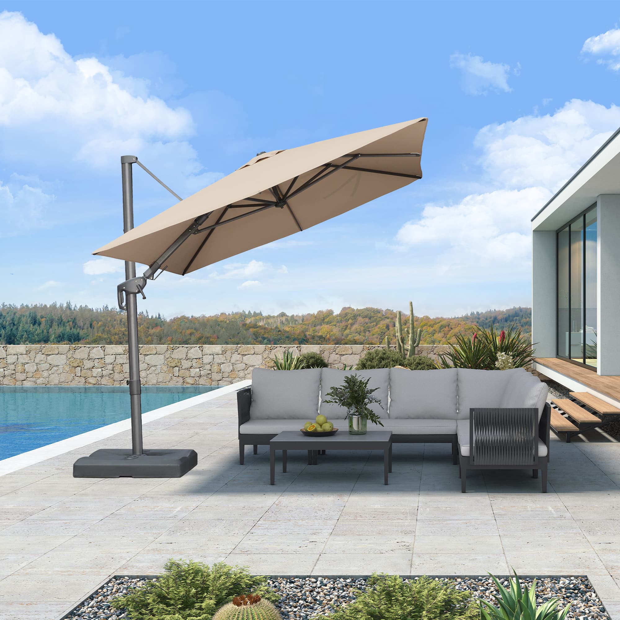 PURPLE LEAF UV Resistant Left-right Tilting Patio Umbrella Swivel Outdoor Umbrella - Image 119