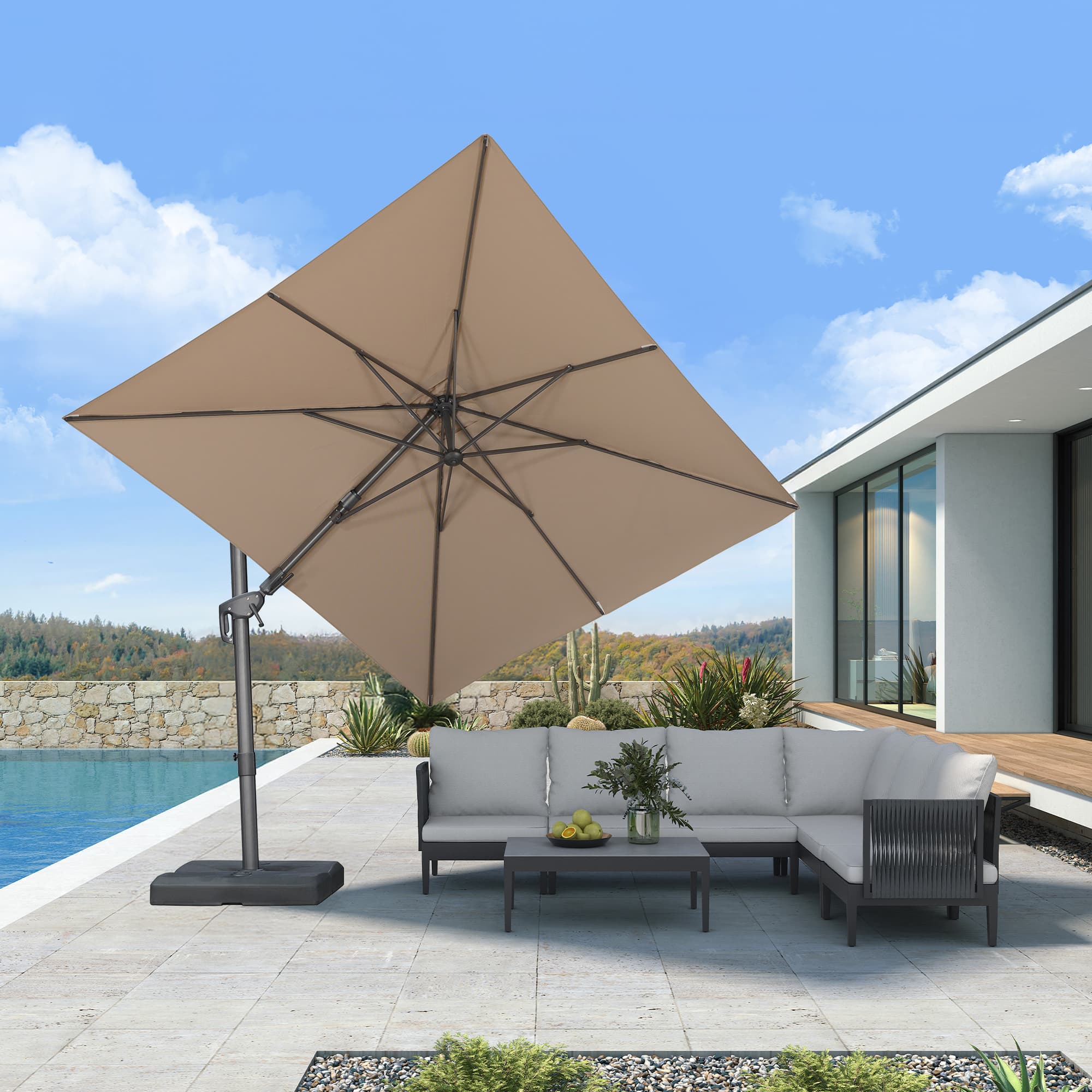 PURPLE LEAF UV Resistant Left-right Tilting Patio Umbrella Swivel Outdoor Umbrella - Image 120