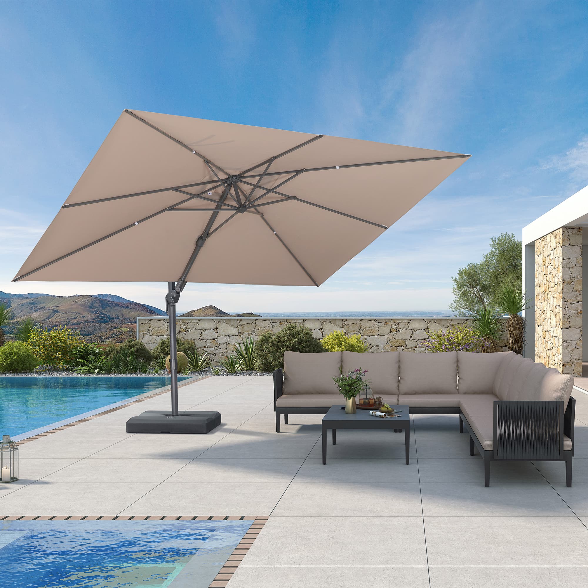 PURPLE LEAF UV Resistant Left-right Tilting Patio Umbrella Swivel Outdoor Umbrella - Image 125