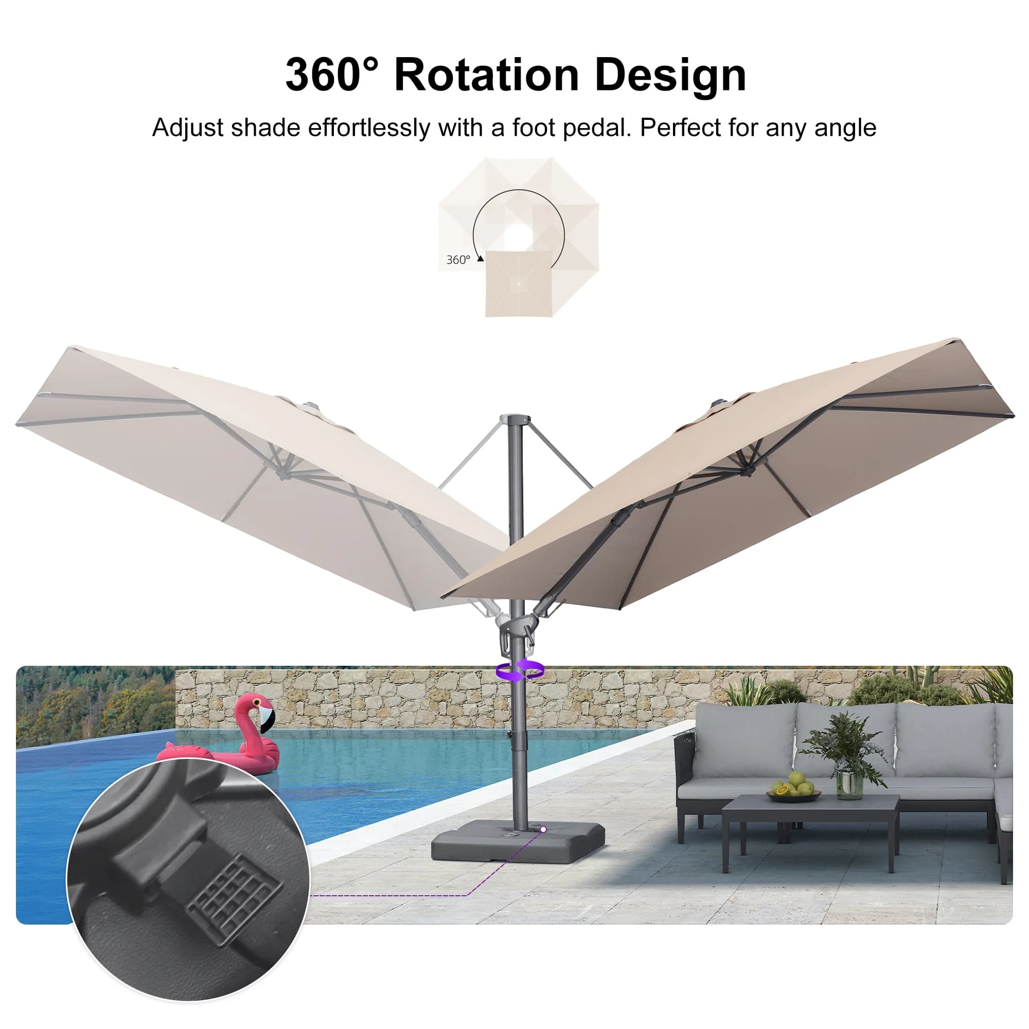 PURPLE LEAF UV Resistant Left-right Tilting Patio Umbrella Swivel Outdoor Umbrella - Image 128