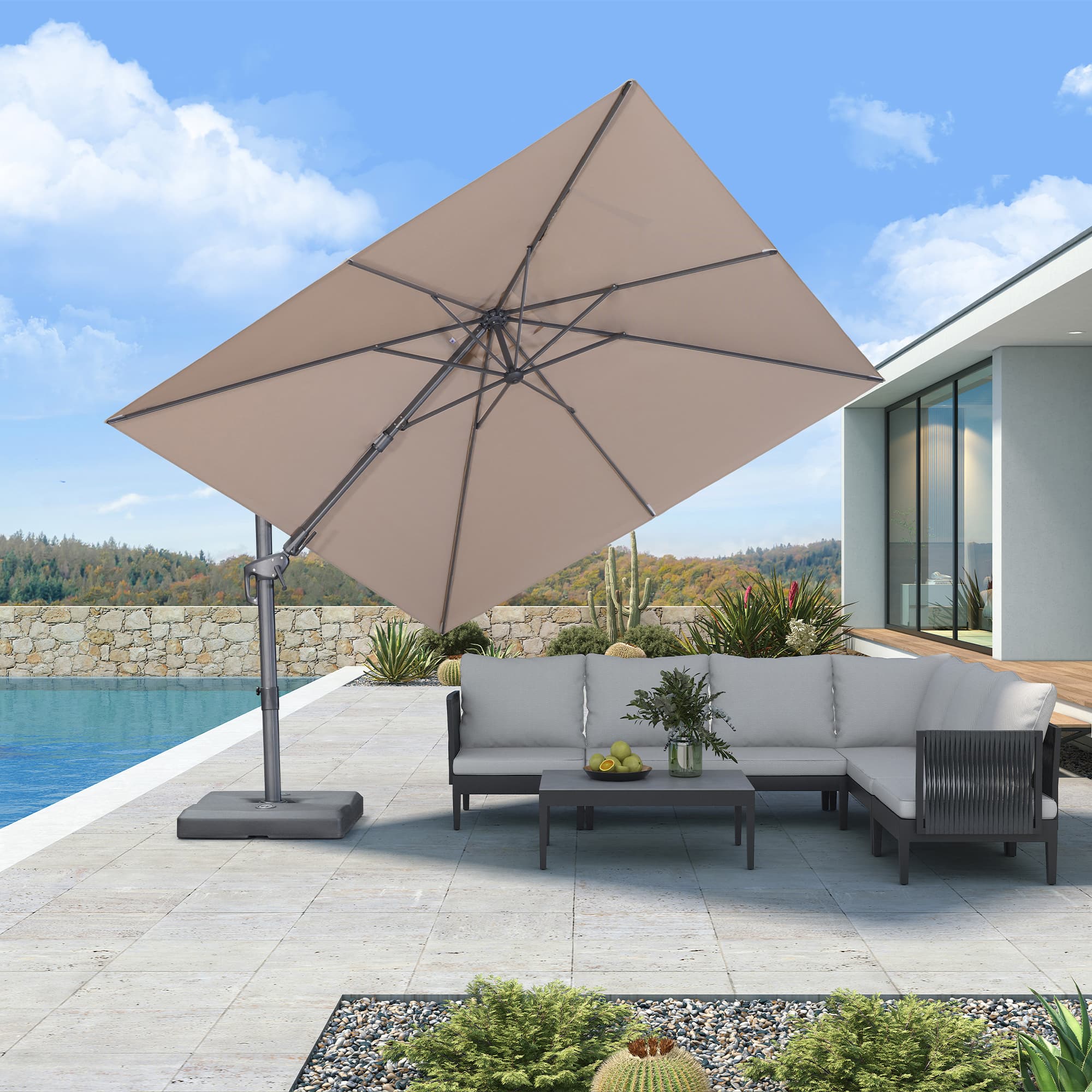 PURPLE LEAF UV Resistant Left-right Tilting Patio Umbrella Swivel Outdoor Umbrella - Image 130