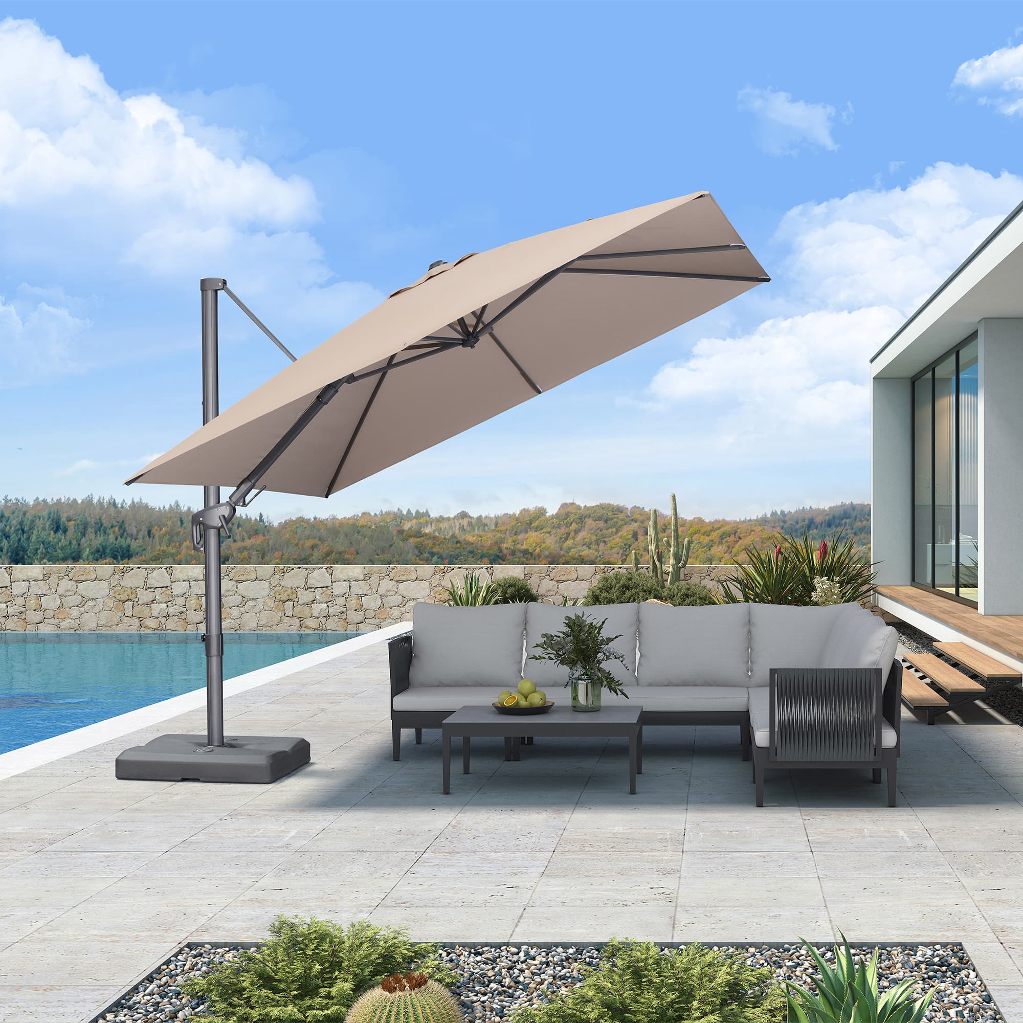 PURPLE LEAF UV Resistant Left-right Tilting Patio Umbrella Swivel Outdoor Umbrella - Image 131