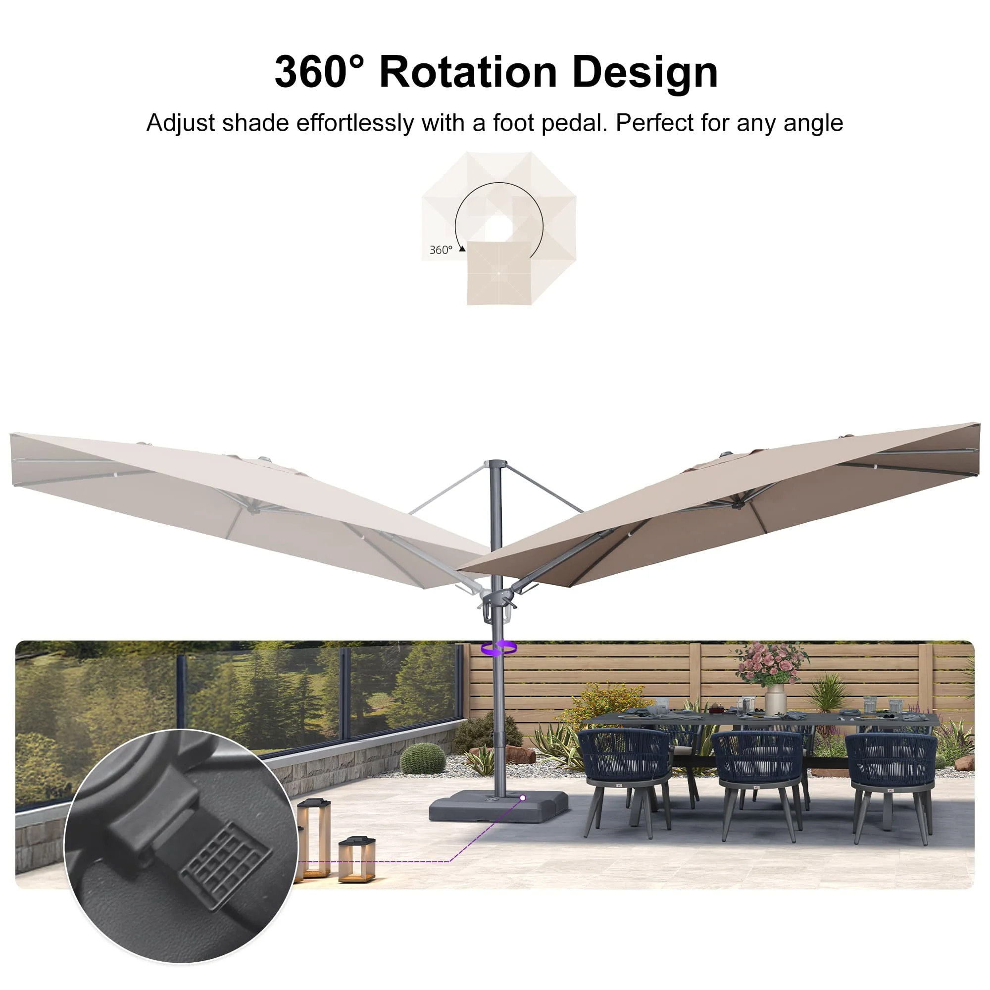 PURPLE LEAF UV Resistant Left-right Tilting Patio Umbrella Swivel Outdoor Umbrella - Image 134