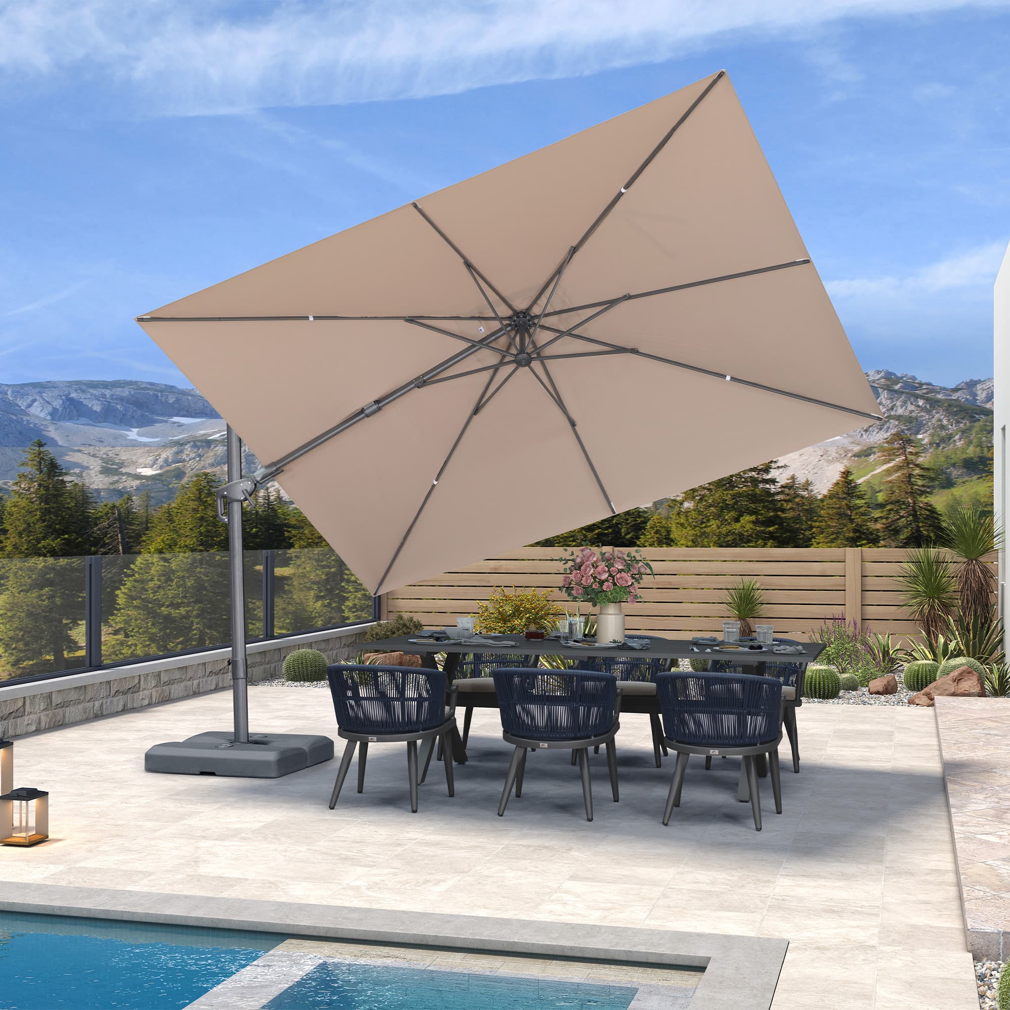 PURPLE LEAF UV Resistant Left-right Tilting Patio Umbrella Swivel Outdoor Umbrella - Image 135