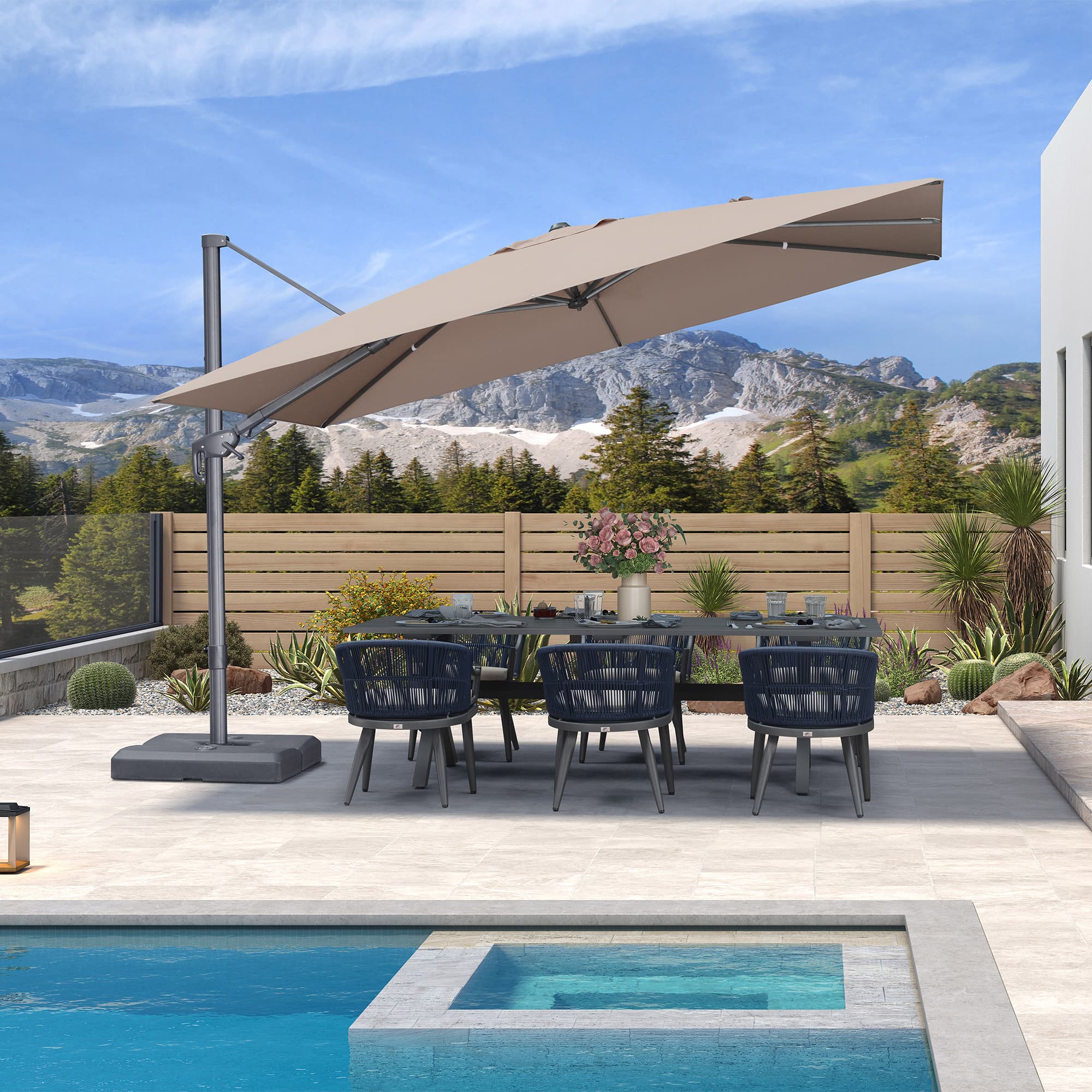 PURPLE LEAF UV Resistant Left-right Tilting Patio Umbrella Swivel Outdoor Umbrella - Image 136