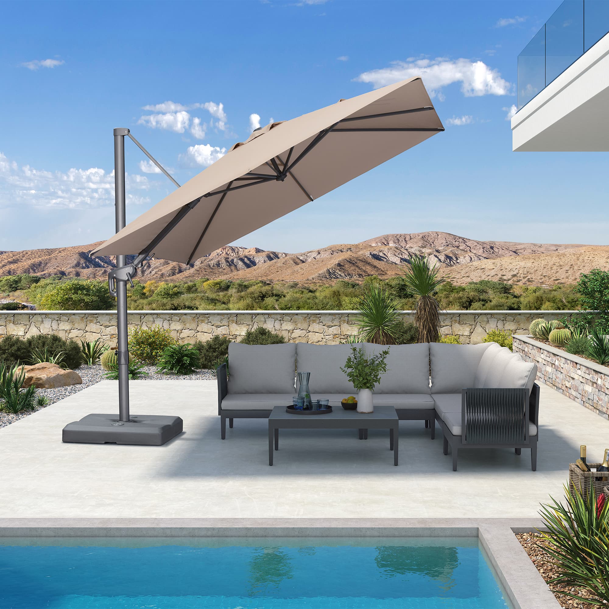 PURPLE LEAF UV Resistant Left-right Tilting Patio Umbrella Swivel Outdoor Umbrella - Image 139