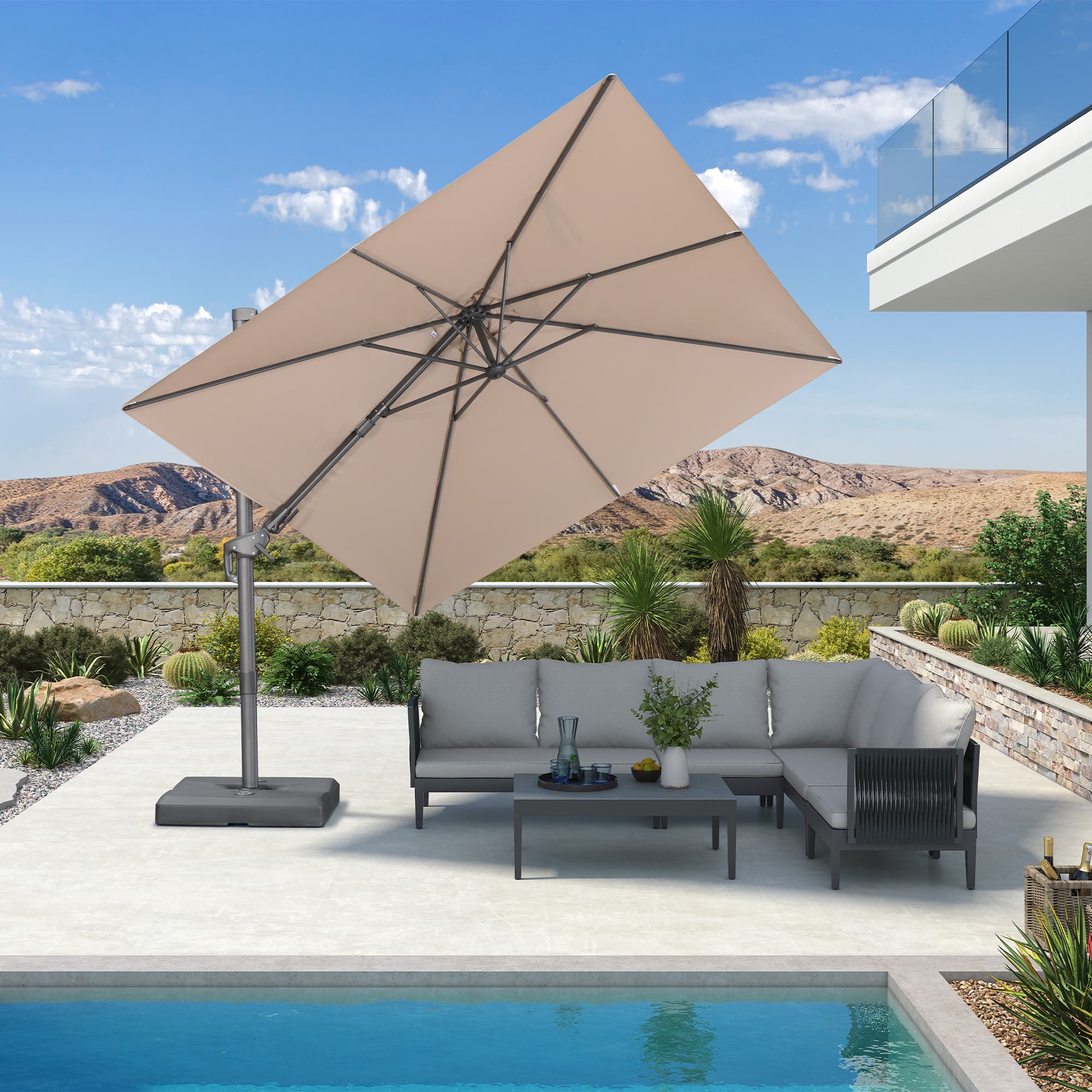 PURPLE LEAF UV Resistant Left-right Tilting Patio Umbrella Swivel Outdoor Umbrella - Image 140