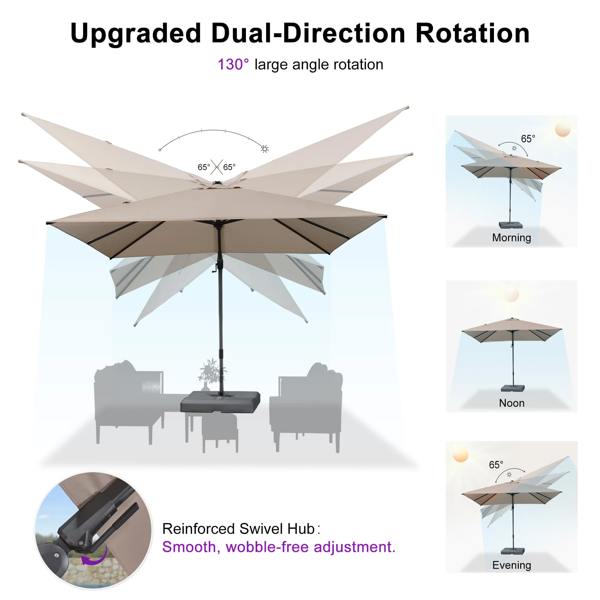PURPLE LEAF UV Resistant Left-right Tilting Patio Umbrella Swivel Outdoor Umbrella - Image 141