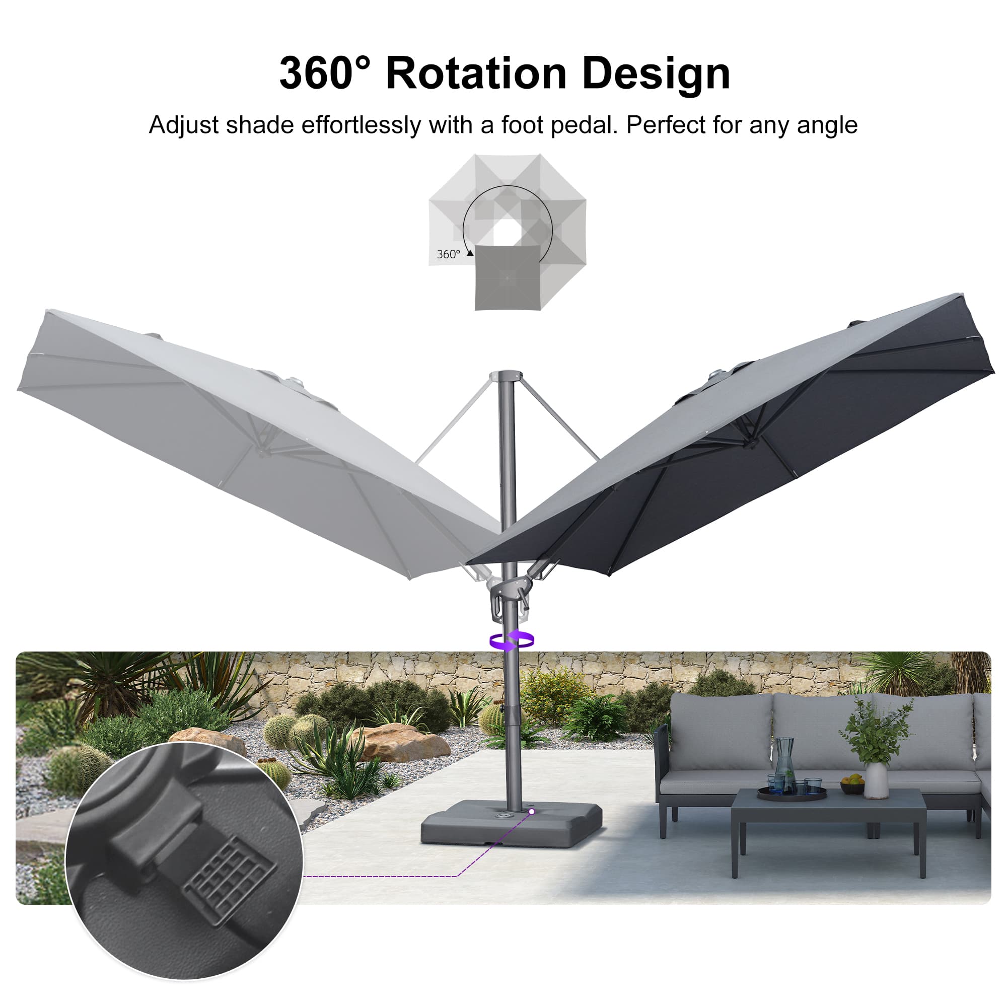 PURPLE LEAF UV Resistant Left-right Tilting Patio Umbrella Swivel Outdoor Umbrella - Image 142