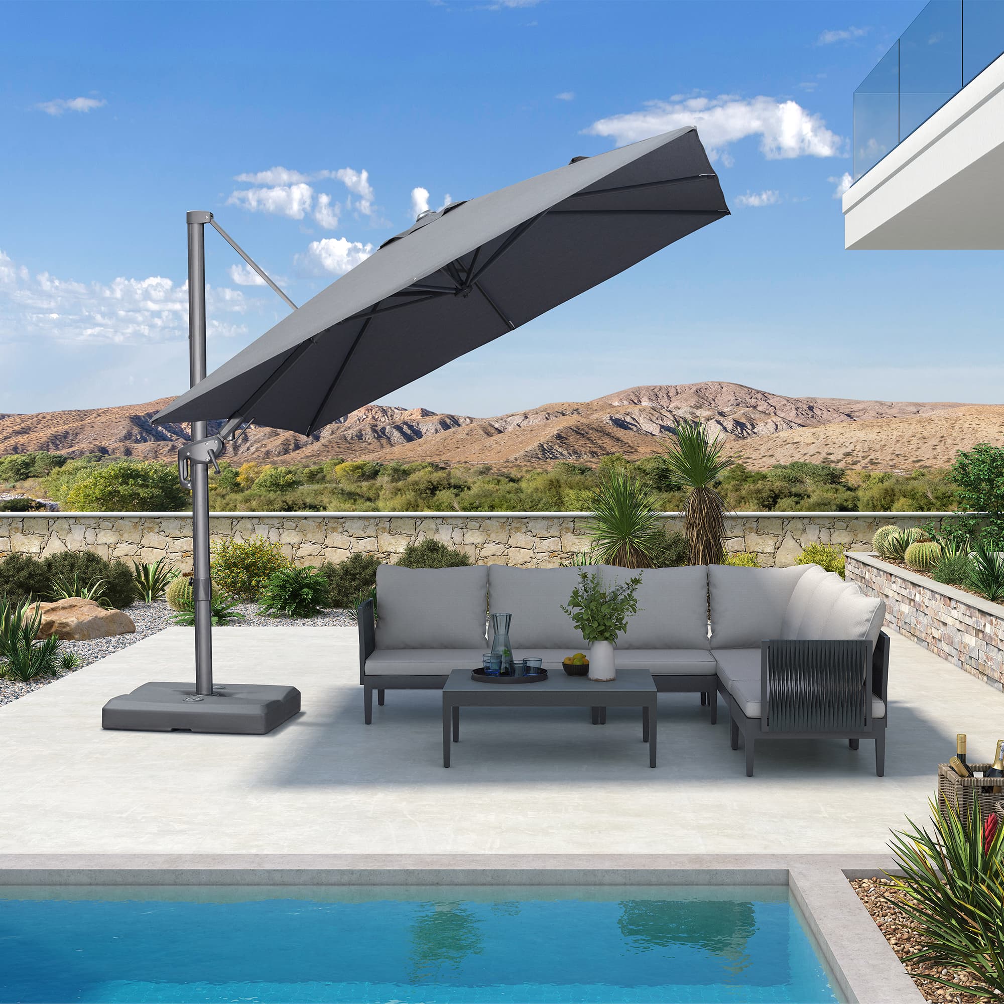 PURPLE LEAF UV Resistant Left-right Tilting Patio Umbrella Swivel Outdoor Umbrella - Image 143