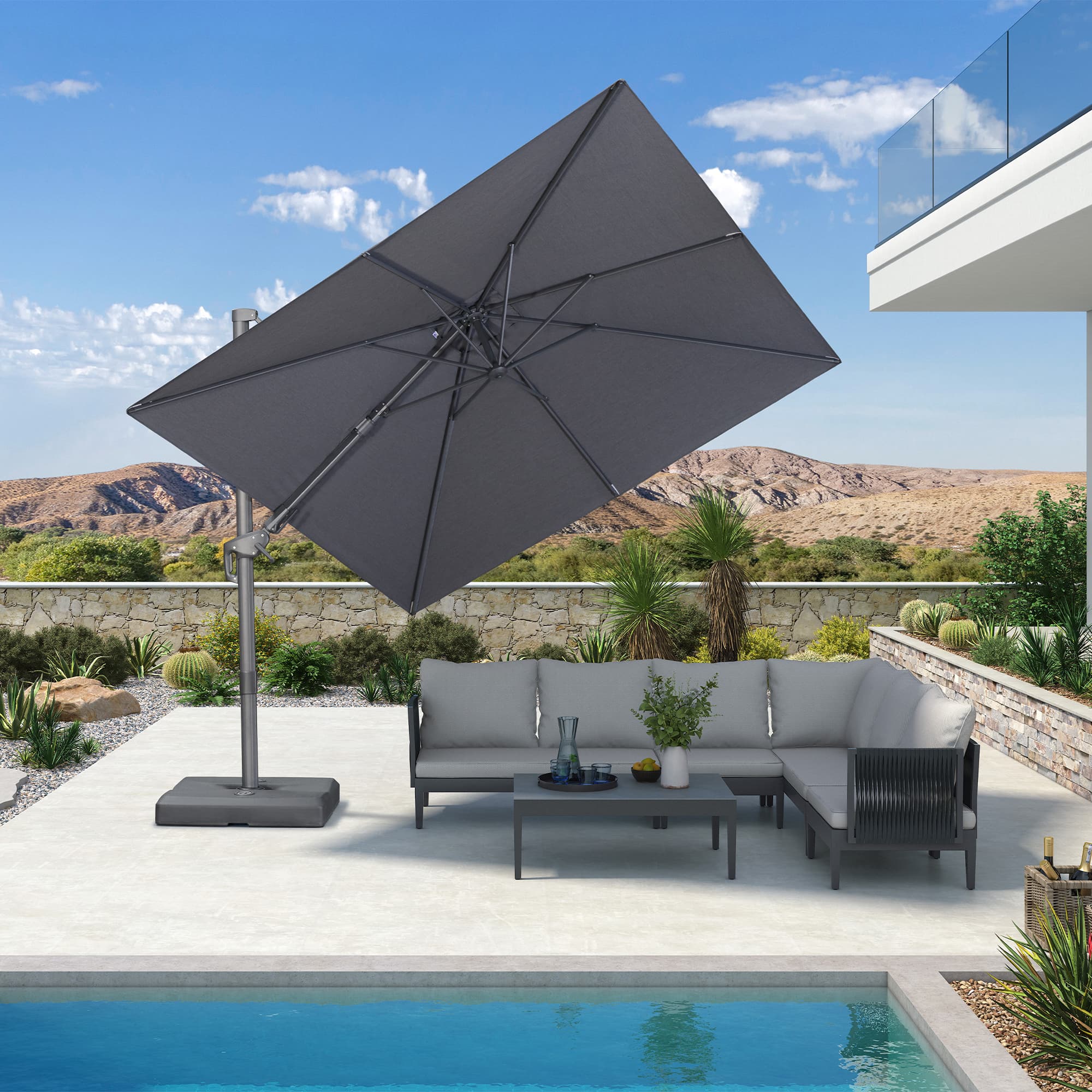 PURPLE LEAF UV Resistant Left-right Tilting Patio Umbrella Swivel Outdoor Umbrella - Image 144