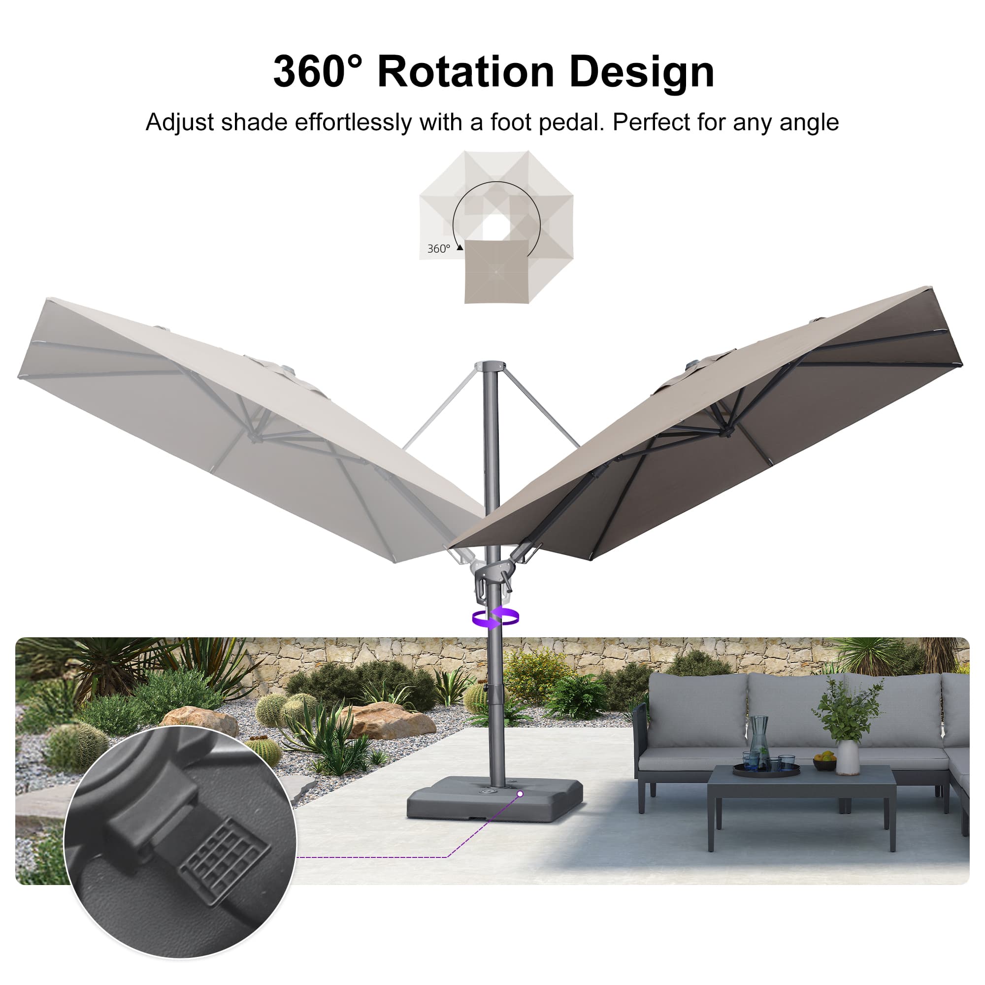 PURPLE LEAF UV Resistant Left-right Tilting Patio Umbrella Swivel Outdoor Umbrella - Image 146