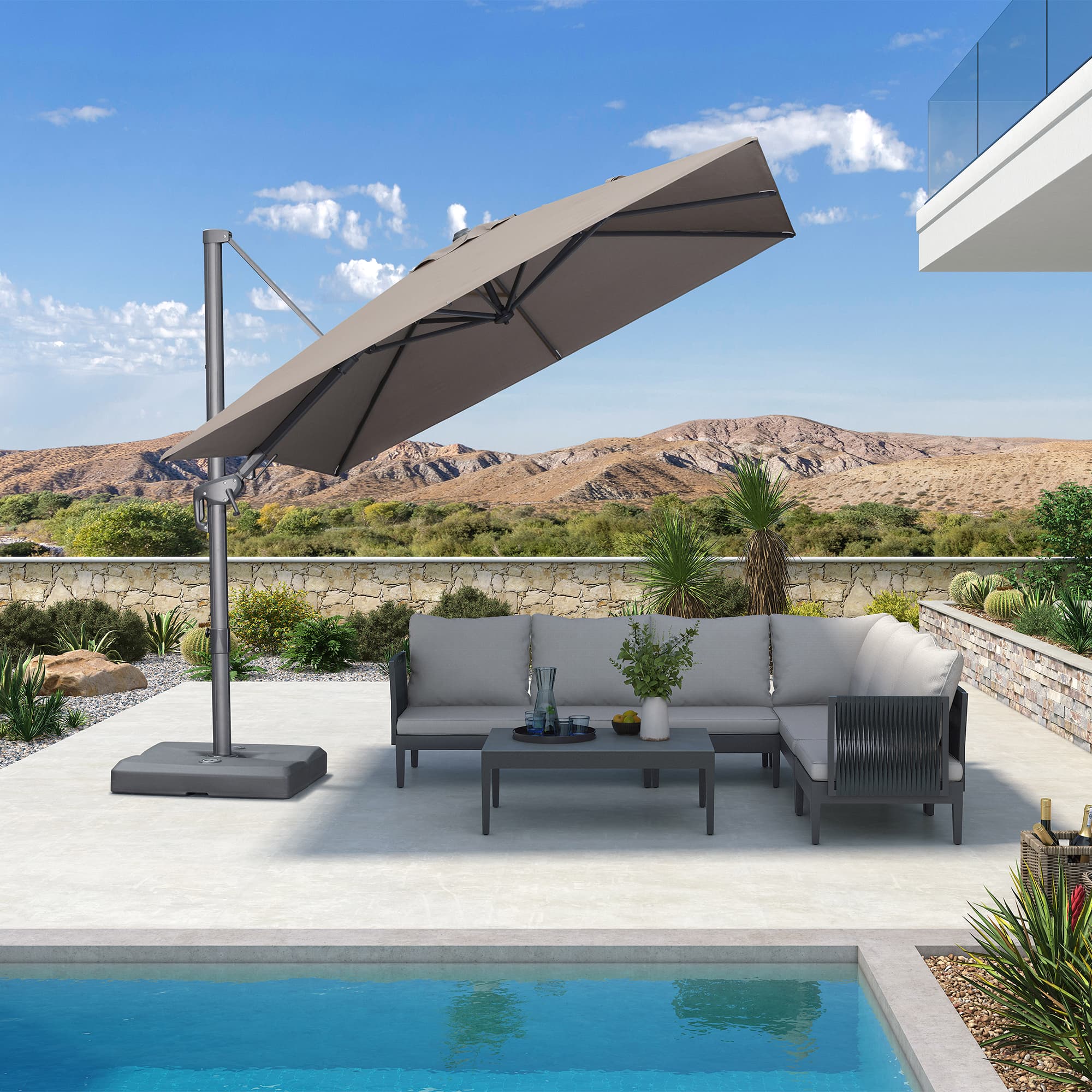 PURPLE LEAF UV Resistant Left-right Tilting Patio Umbrella Swivel Outdoor Umbrella - Image 147