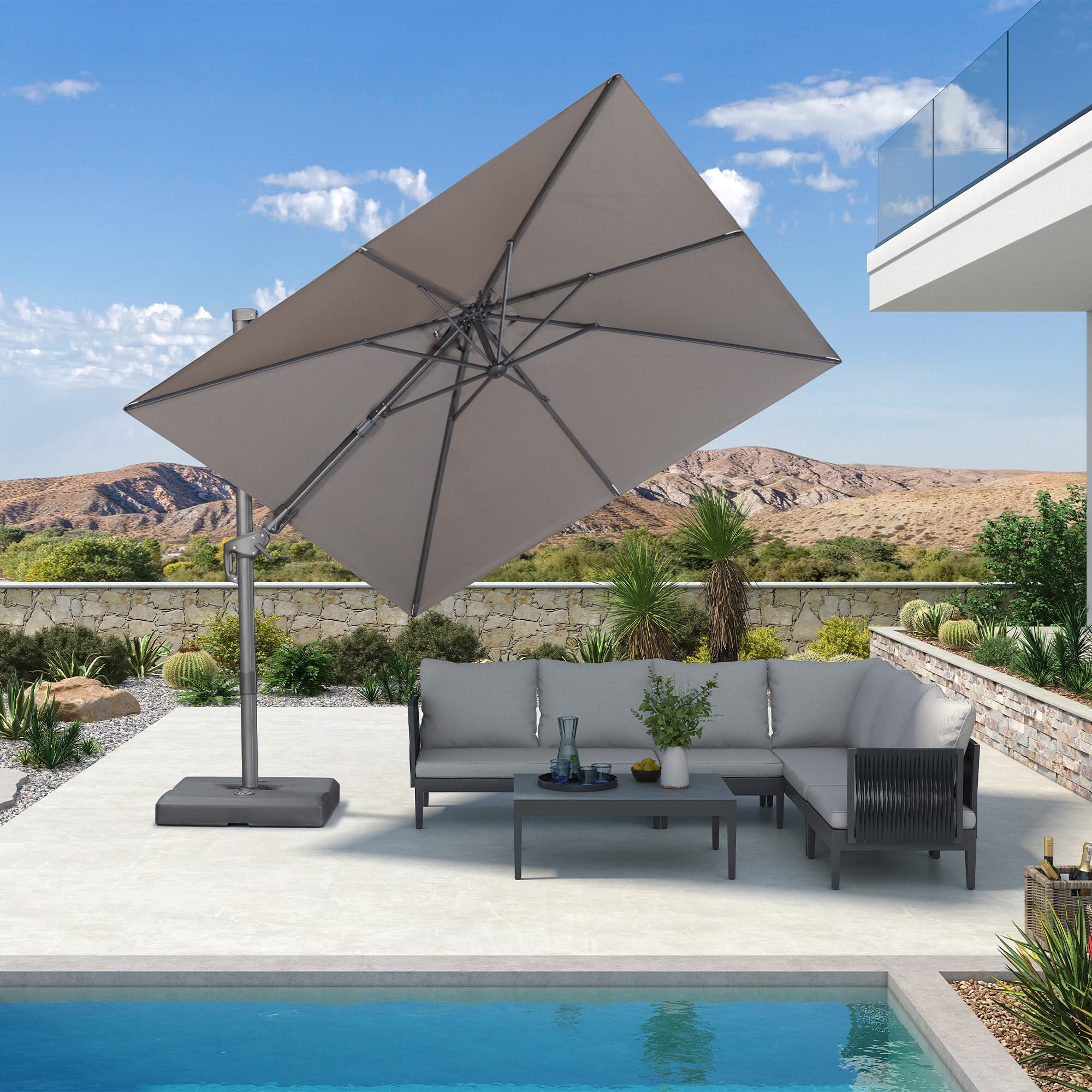 PURPLE LEAF UV Resistant Left-right Tilting Patio Umbrella Swivel Outdoor Umbrella - Image 148