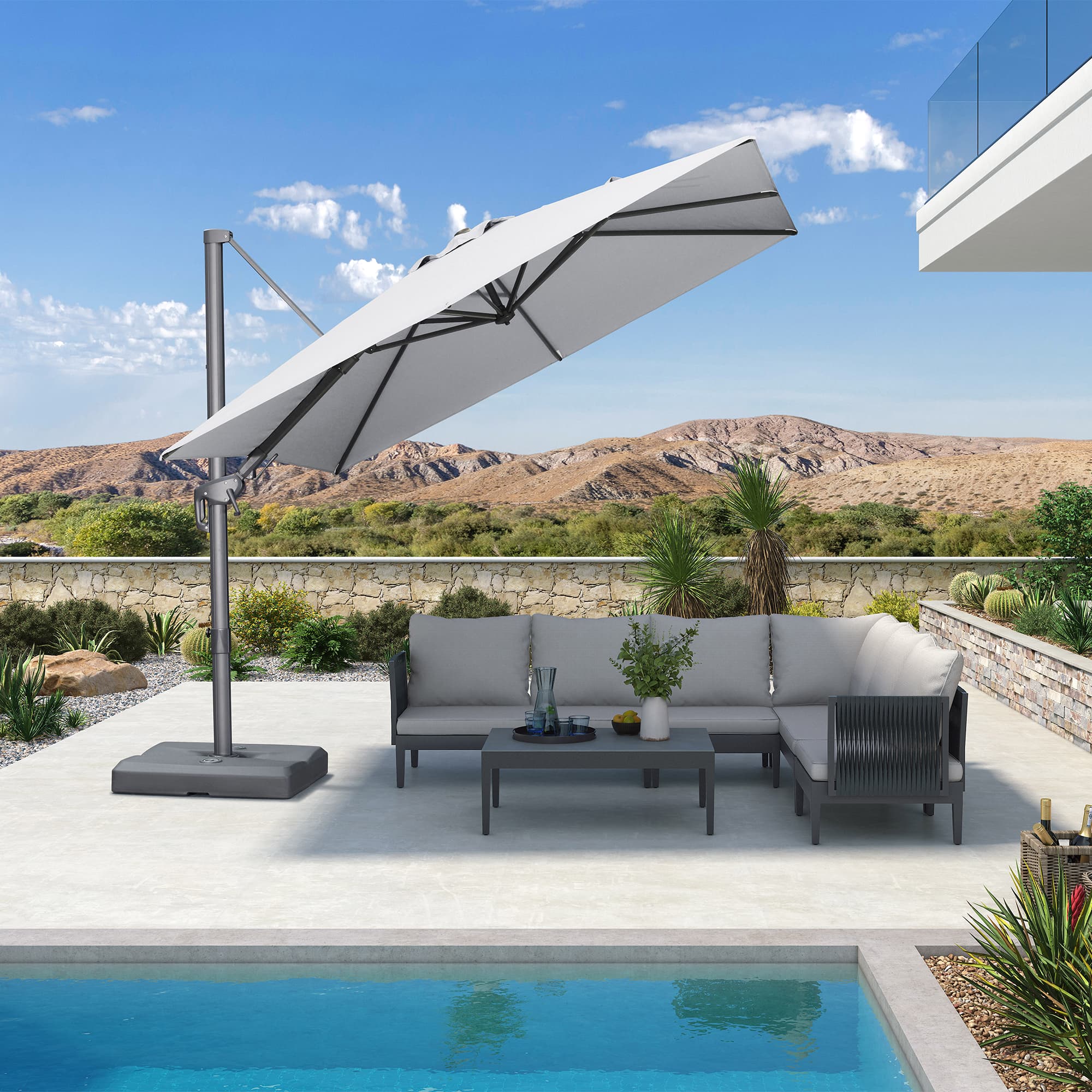 PURPLE LEAF UV Resistant Left-right Tilting Patio Umbrella Swivel Outdoor Umbrella - Image 151