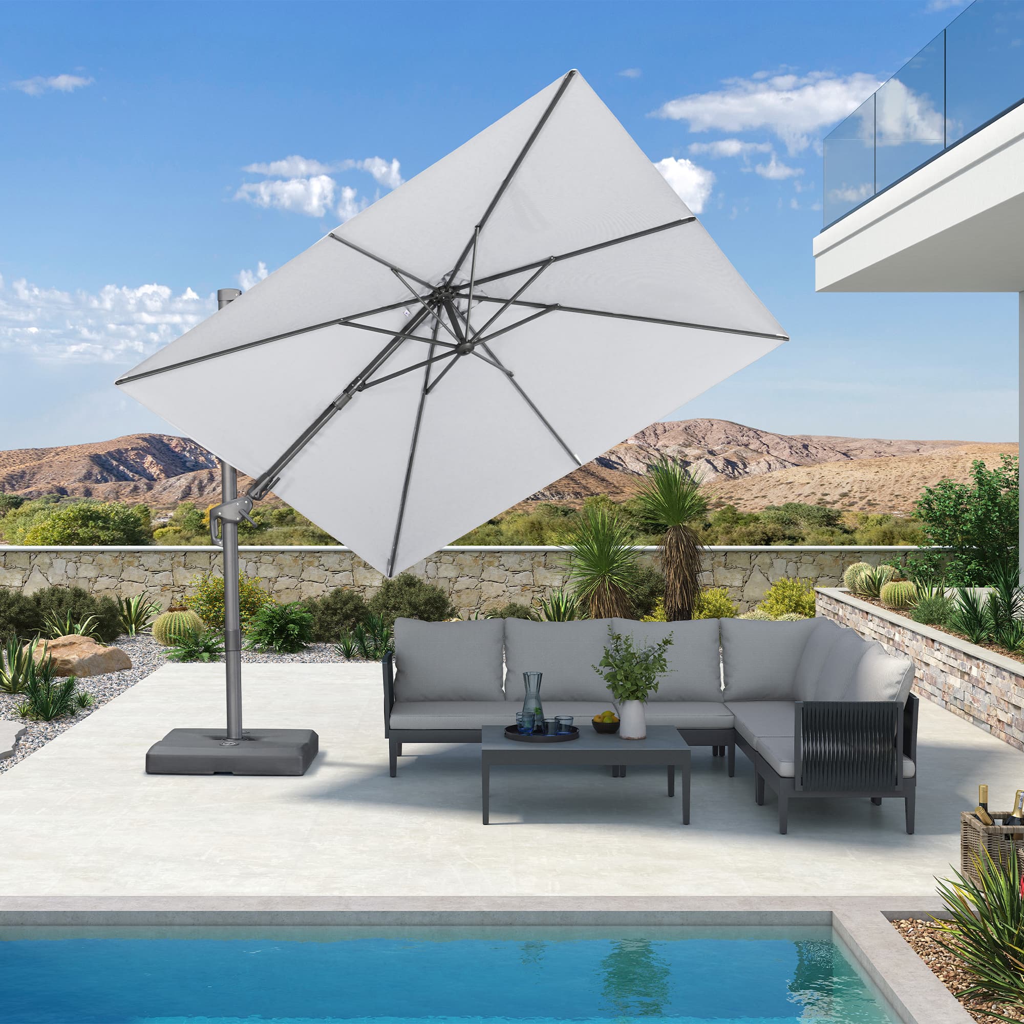 PURPLE LEAF UV Resistant Left-right Tilting Patio Umbrella Swivel Outdoor Umbrella - Image 152