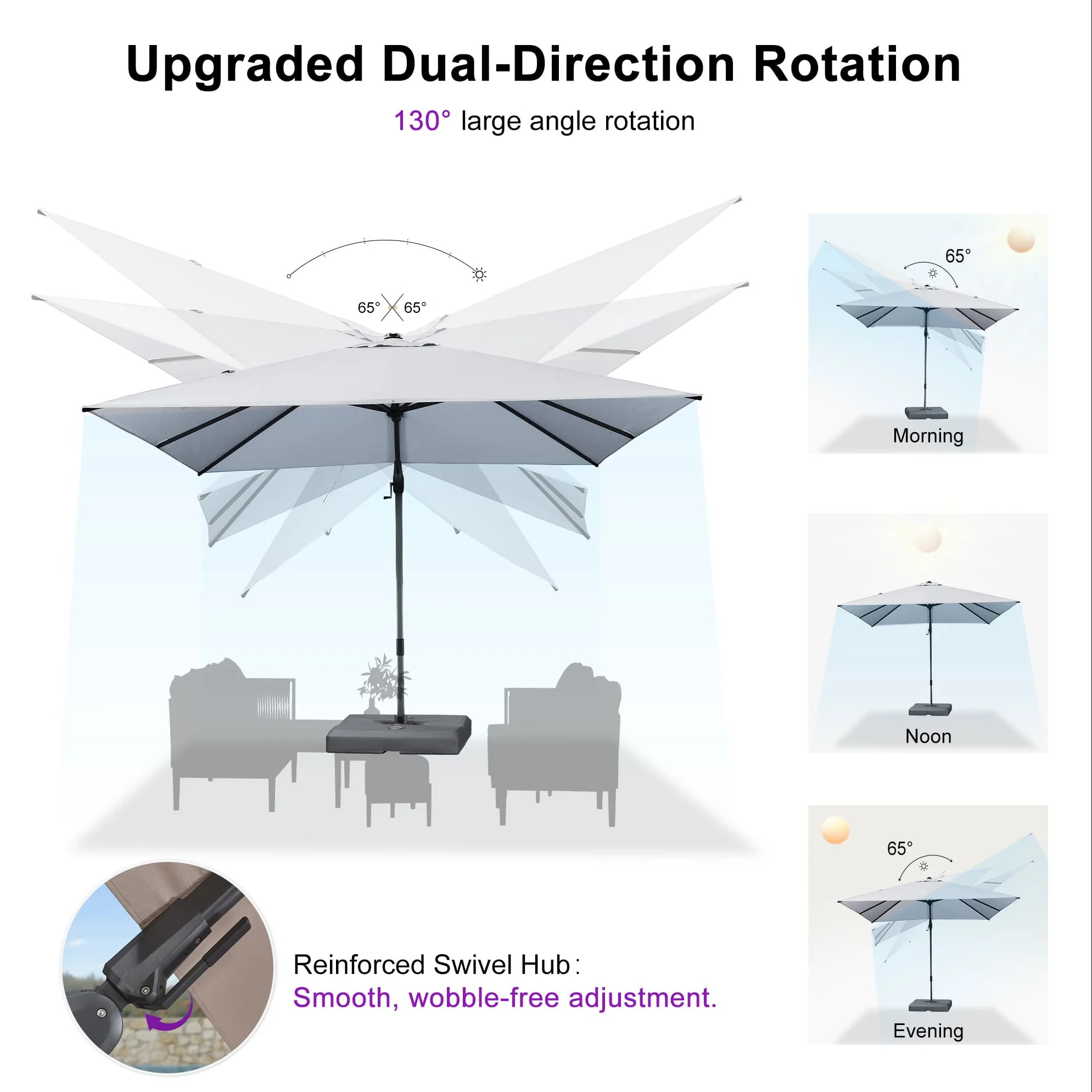 PURPLE LEAF UV Resistant Left-right Tilting Patio Umbrella Swivel Outdoor Umbrella - Image 153