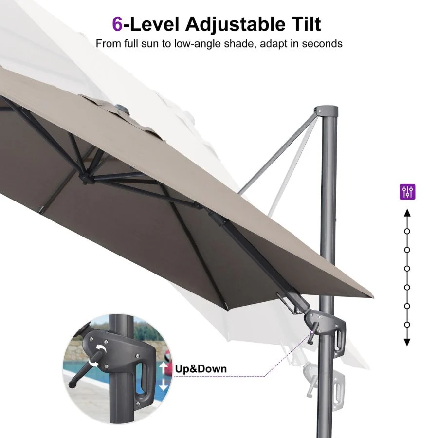 PURPLE LEAF UV Resistant Left-right Tilting Patio Umbrella Swivel Outdoor Umbrella - Image 155