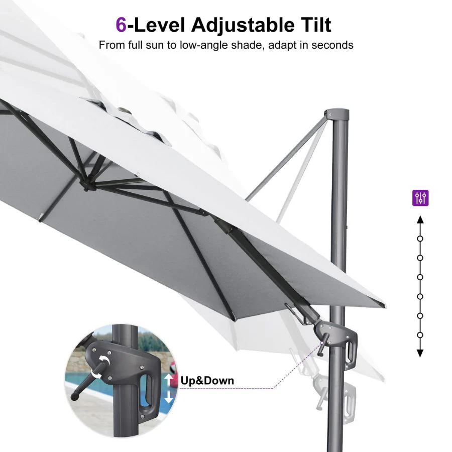 PURPLE LEAF UV Resistant Left-right Tilting Patio Umbrella Swivel Outdoor Umbrella - Image 156
