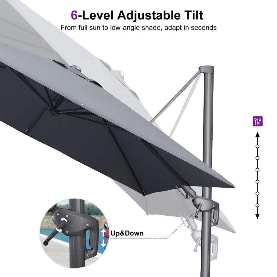 PURPLE LEAF UV Resistant Left-right Tilting Patio Umbrella Swivel Outdoor Umbrella - Image 157
