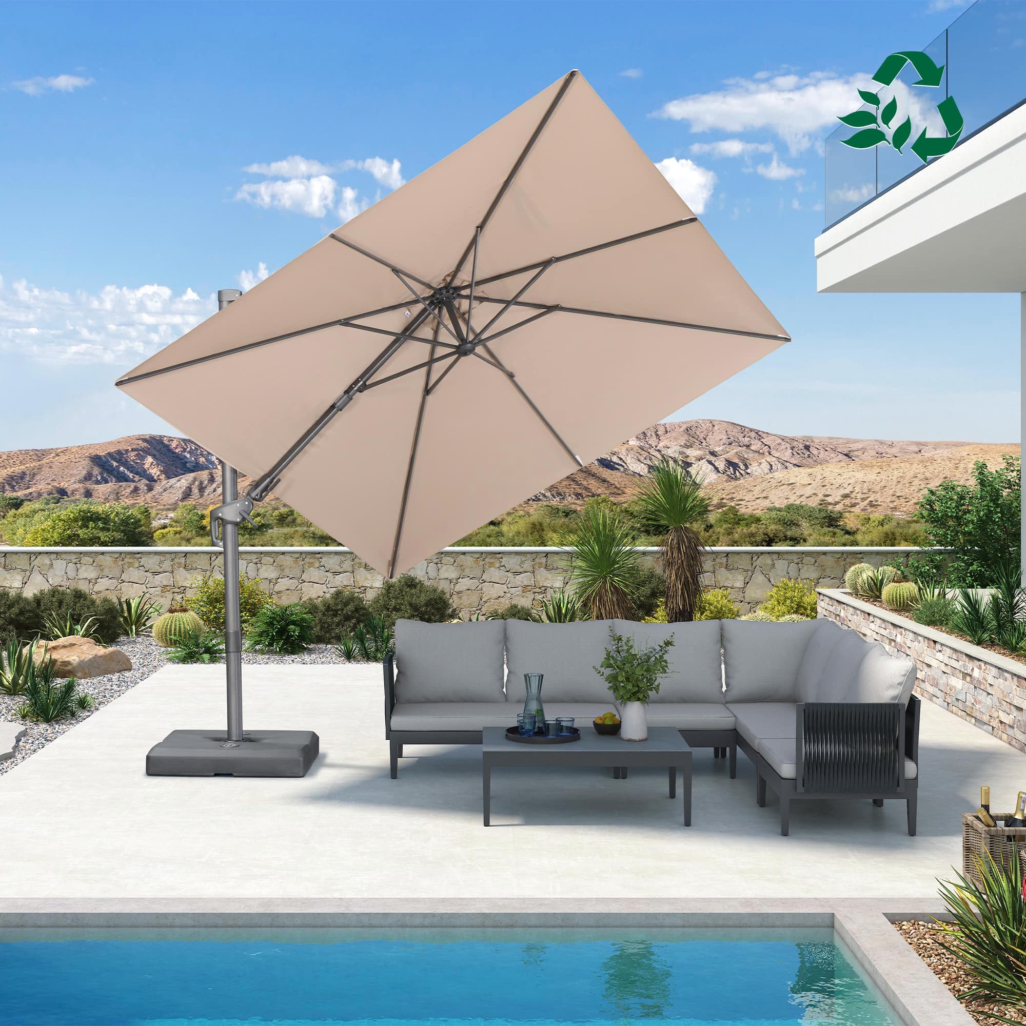 PURPLE LEAF UV Resistant Left-right Tilting Patio Umbrella Swivel Outdoor Umbrella - Image 159