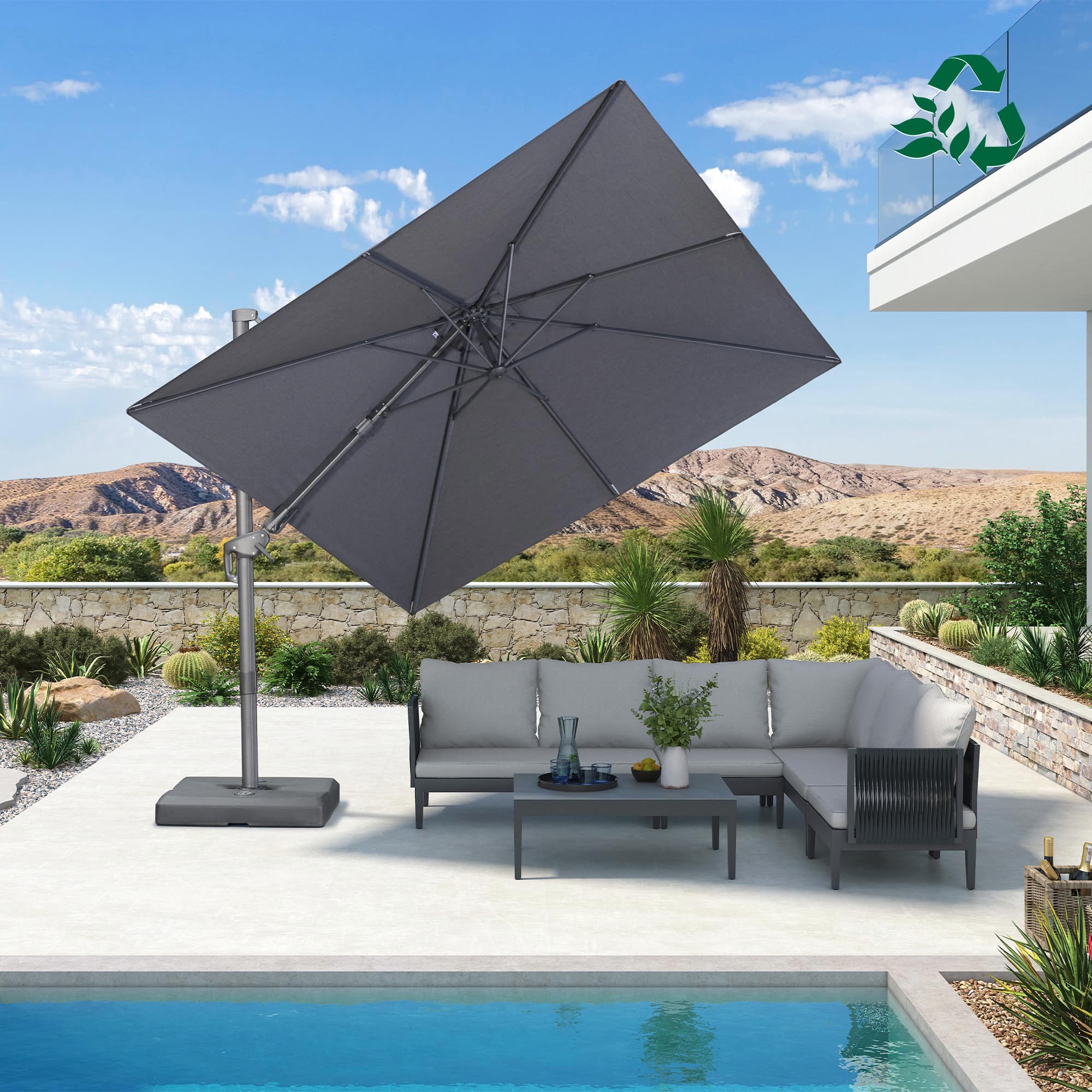 PURPLE LEAF UV Resistant Left-right Tilting Patio Umbrella Swivel Outdoor Umbrella - Image 160