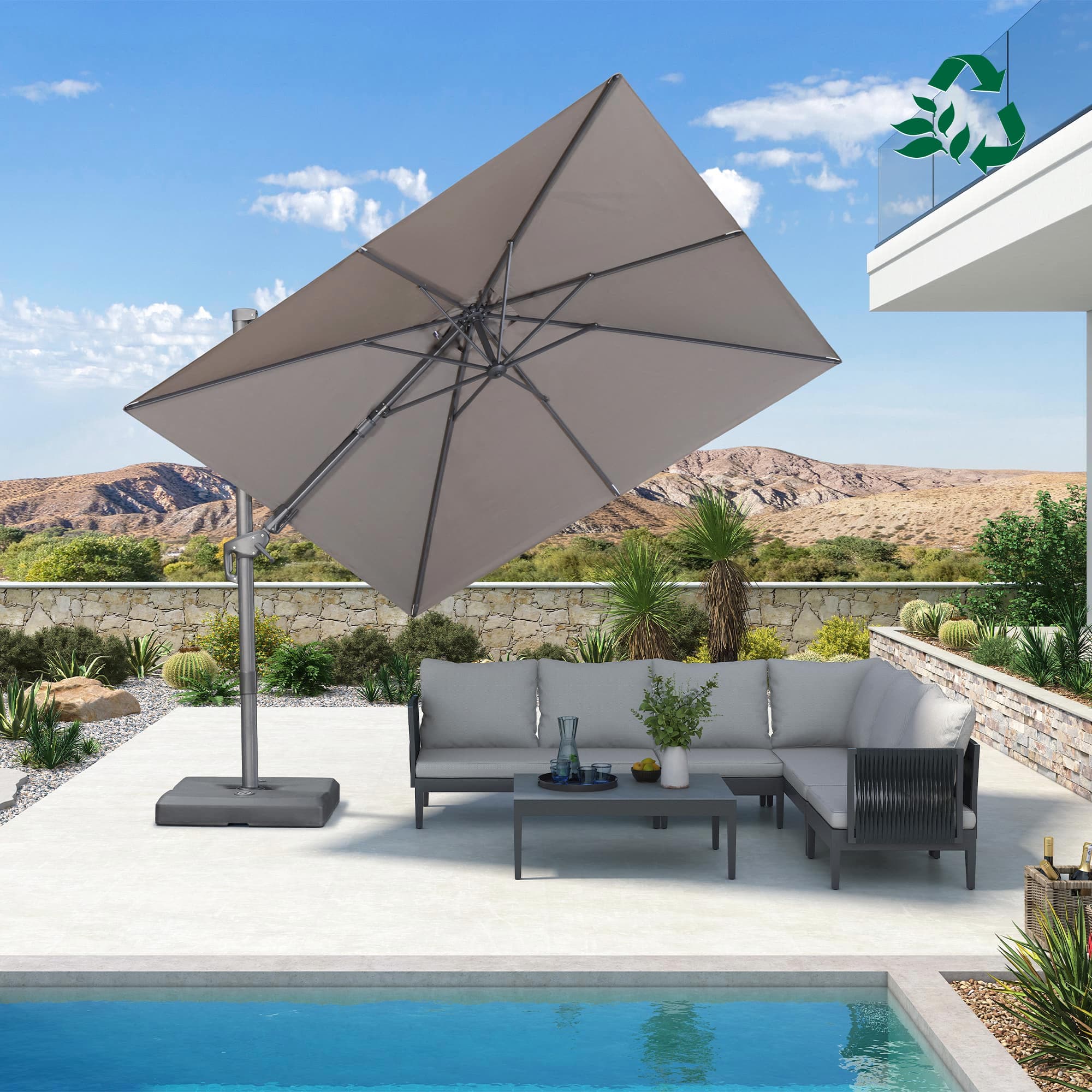PURPLE LEAF UV Resistant Left-right Tilting Patio Umbrella Swivel Outdoor Umbrella - Image 161