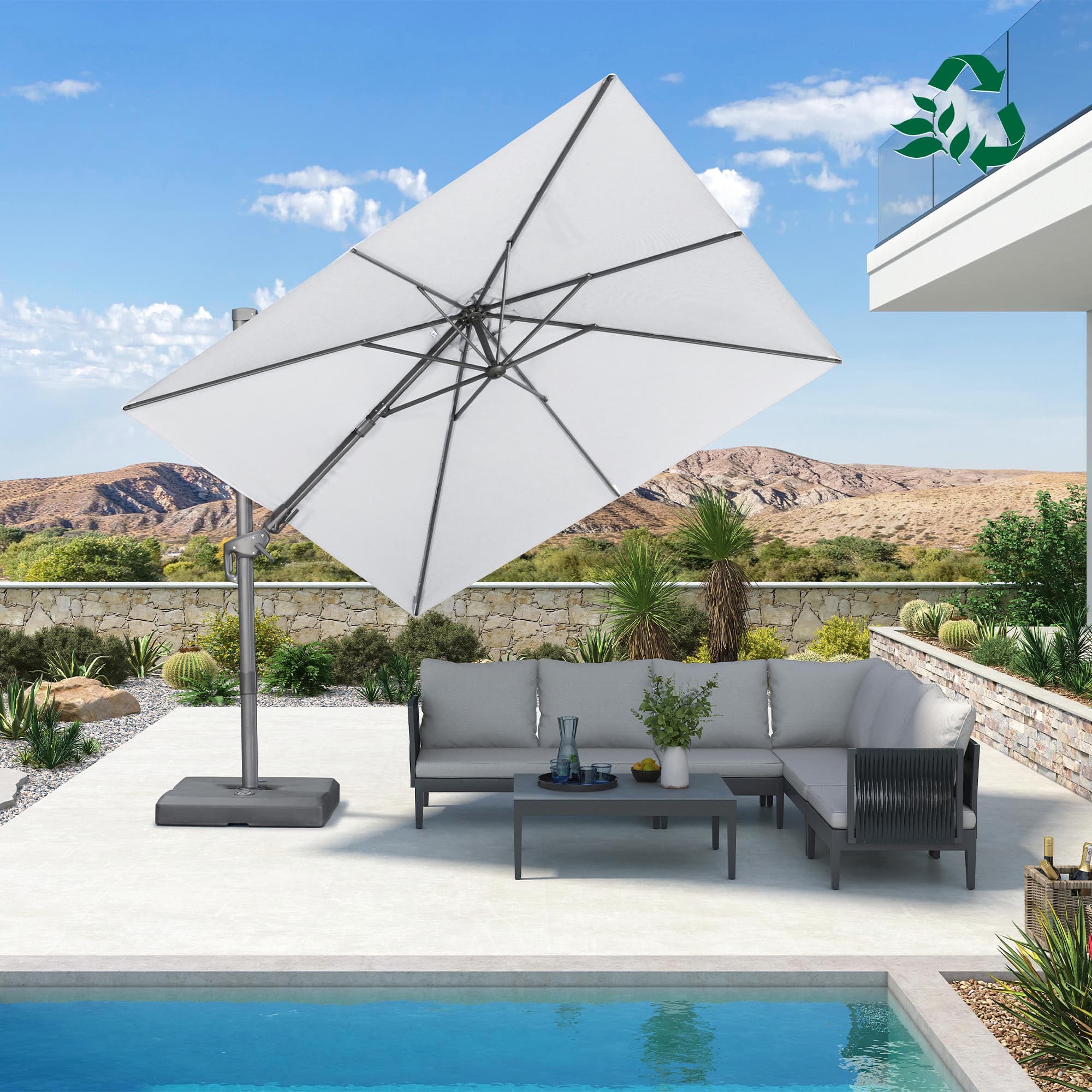 PURPLE LEAF UV Resistant Left-right Tilting Patio Umbrella Swivel Outdoor Umbrella - Image 162