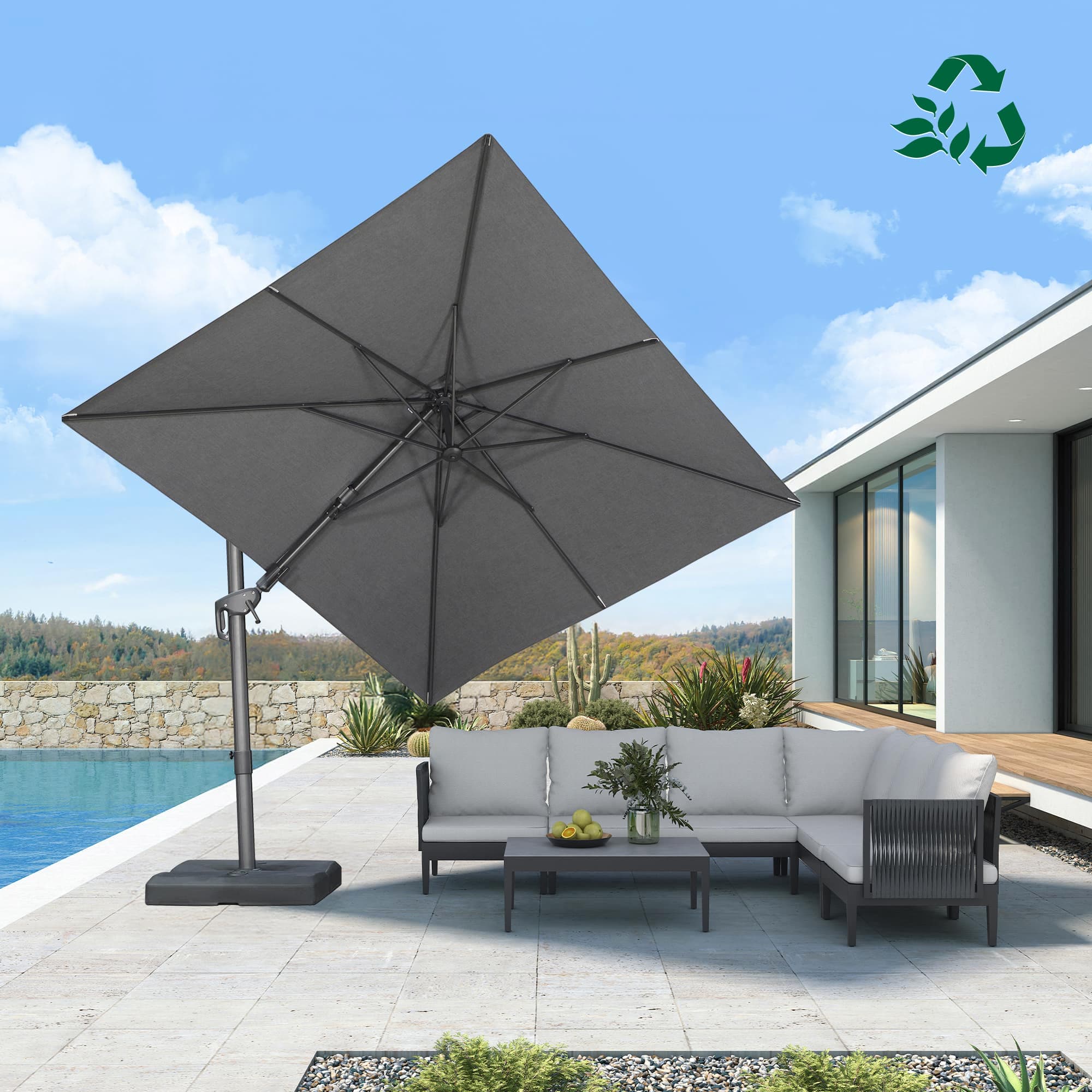 PURPLE LEAF UV Resistant Left-right Tilting Patio Umbrella Swivel Outdoor Umbrella - Image 164