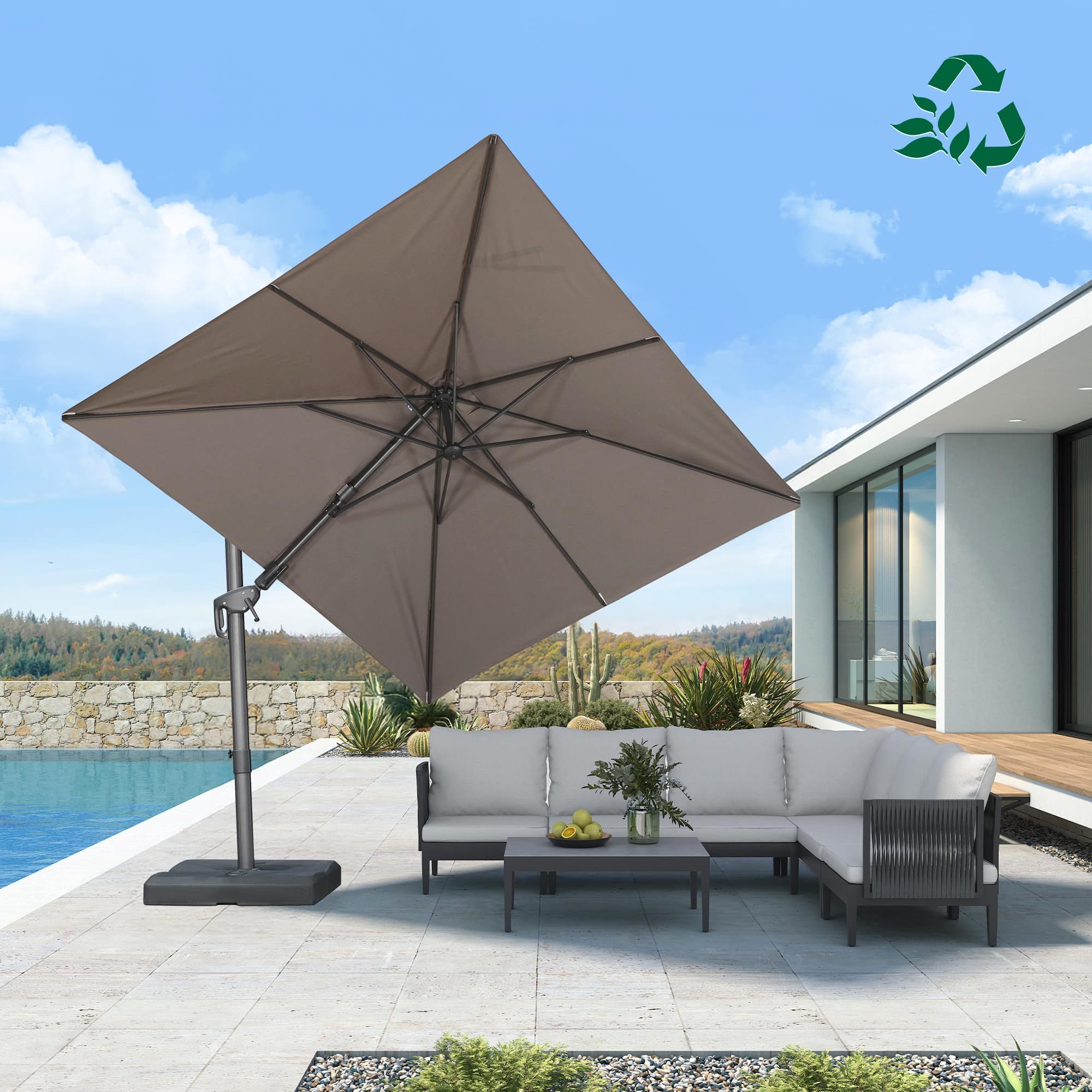 PURPLE LEAF UV Resistant Left-right Tilting Patio Umbrella Swivel Outdoor Umbrella - Image 165