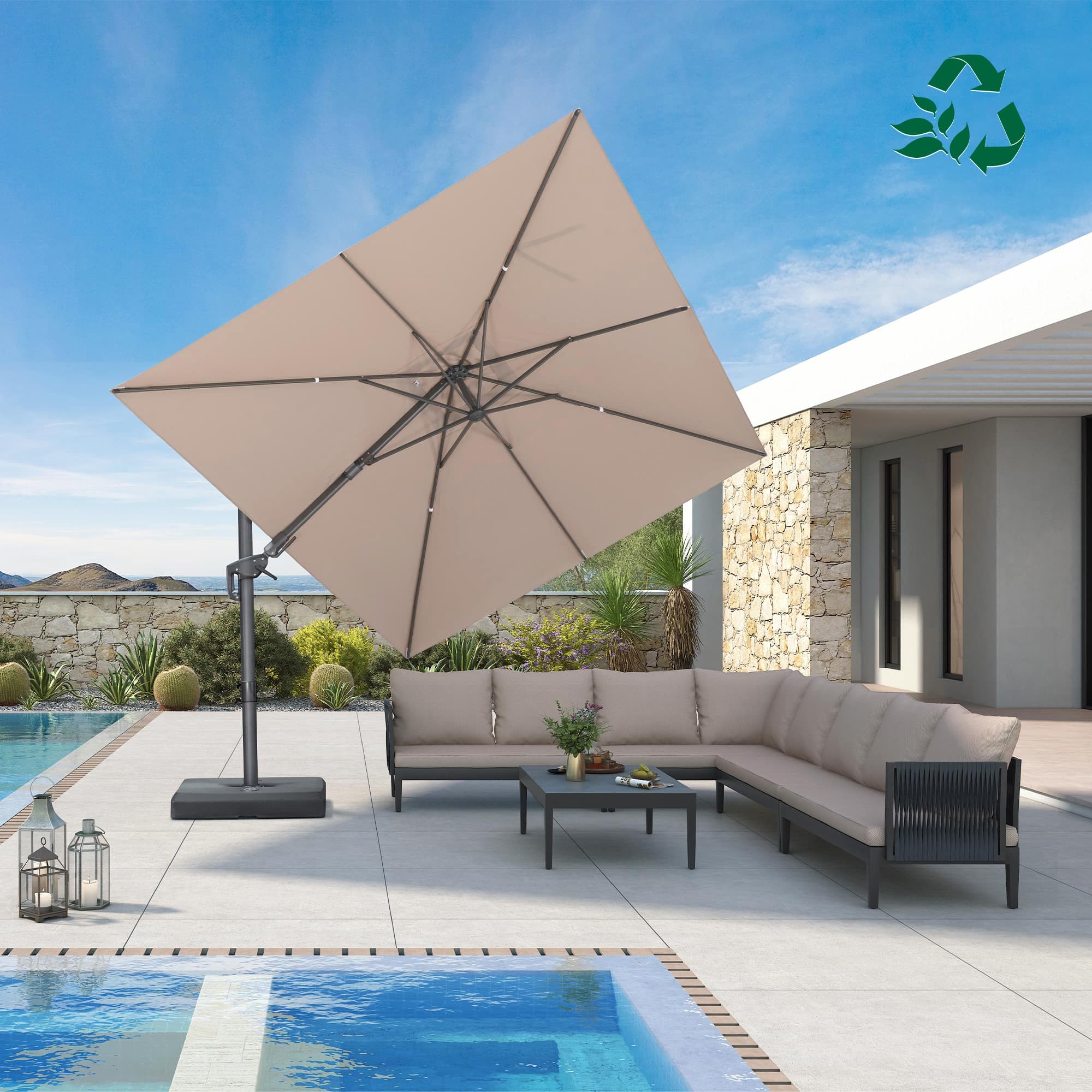 PURPLE LEAF UV Resistant Left-right Tilting Patio Umbrella Swivel Outdoor Umbrella - Image 167
