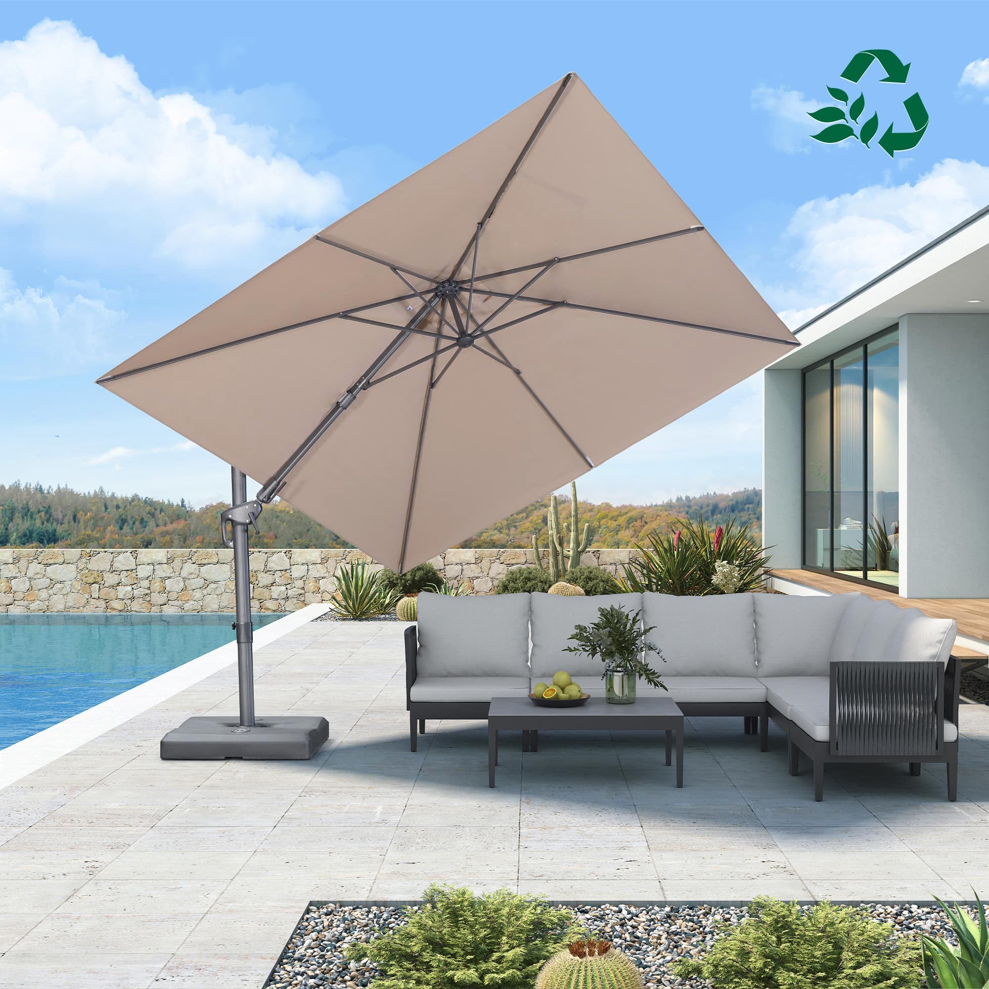 PURPLE LEAF UV Resistant Left-right Tilting Patio Umbrella Swivel Outdoor Umbrella - Image 170