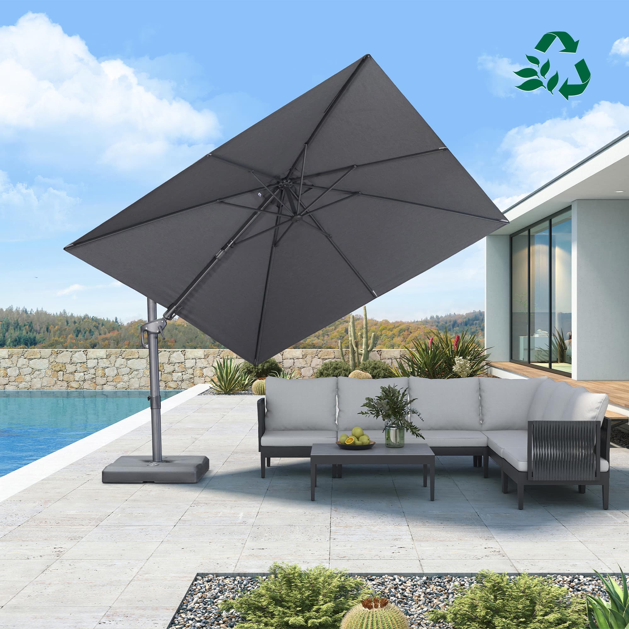 PURPLE LEAF UV Resistant Left-right Tilting Patio Umbrella Swivel Outdoor Umbrella - Image 171