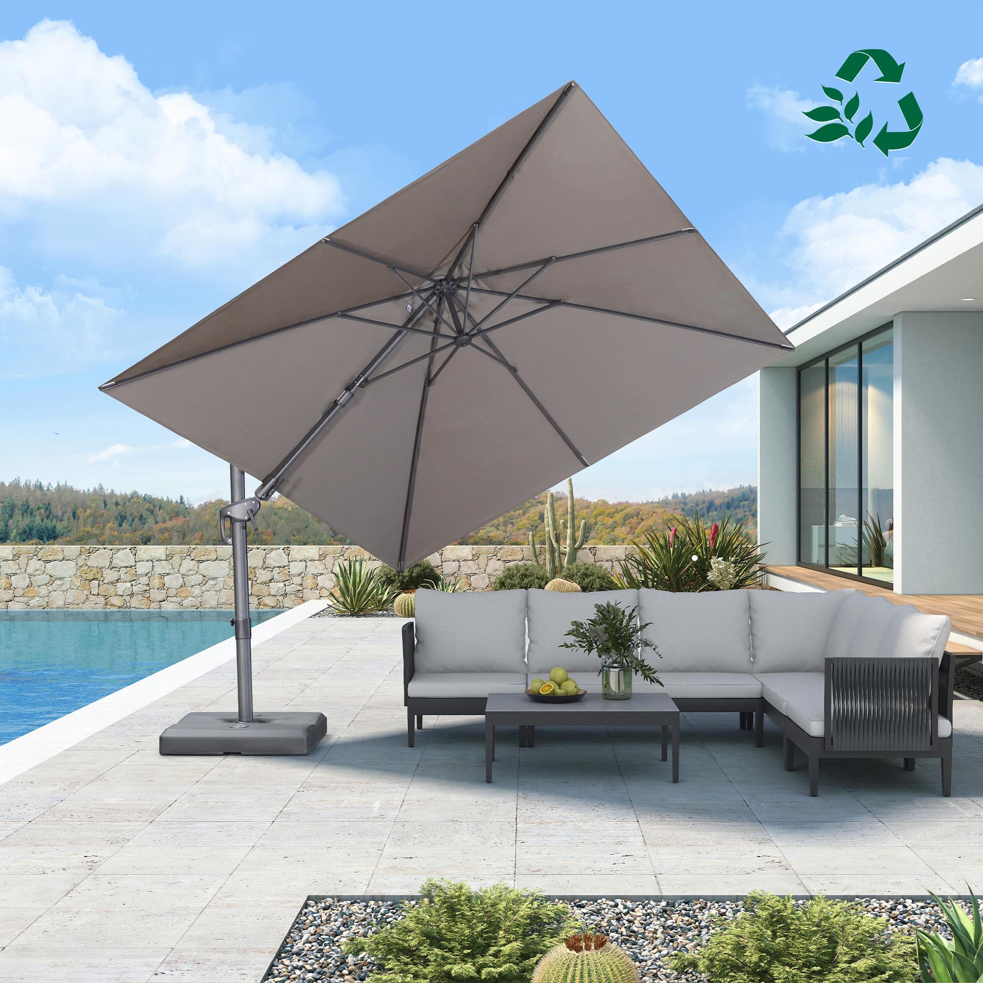 PURPLE LEAF UV Resistant Left-right Tilting Patio Umbrella Swivel Outdoor Umbrella - Image 172