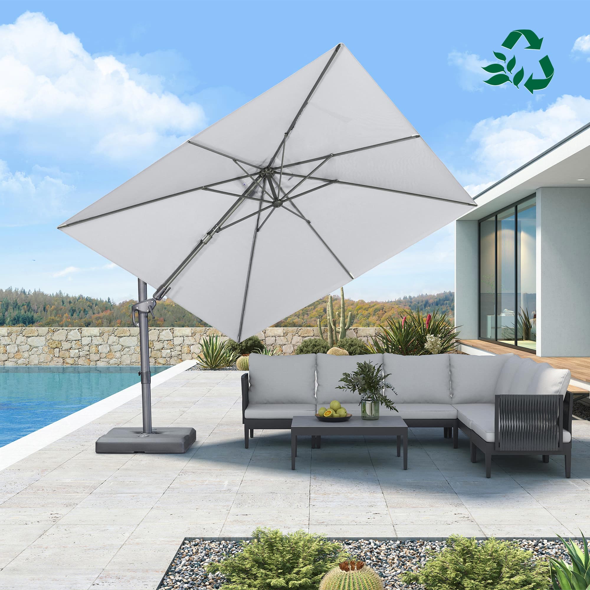 PURPLE LEAF UV Resistant Left-right Tilting Patio Umbrella Swivel Outdoor Umbrella - Image 173