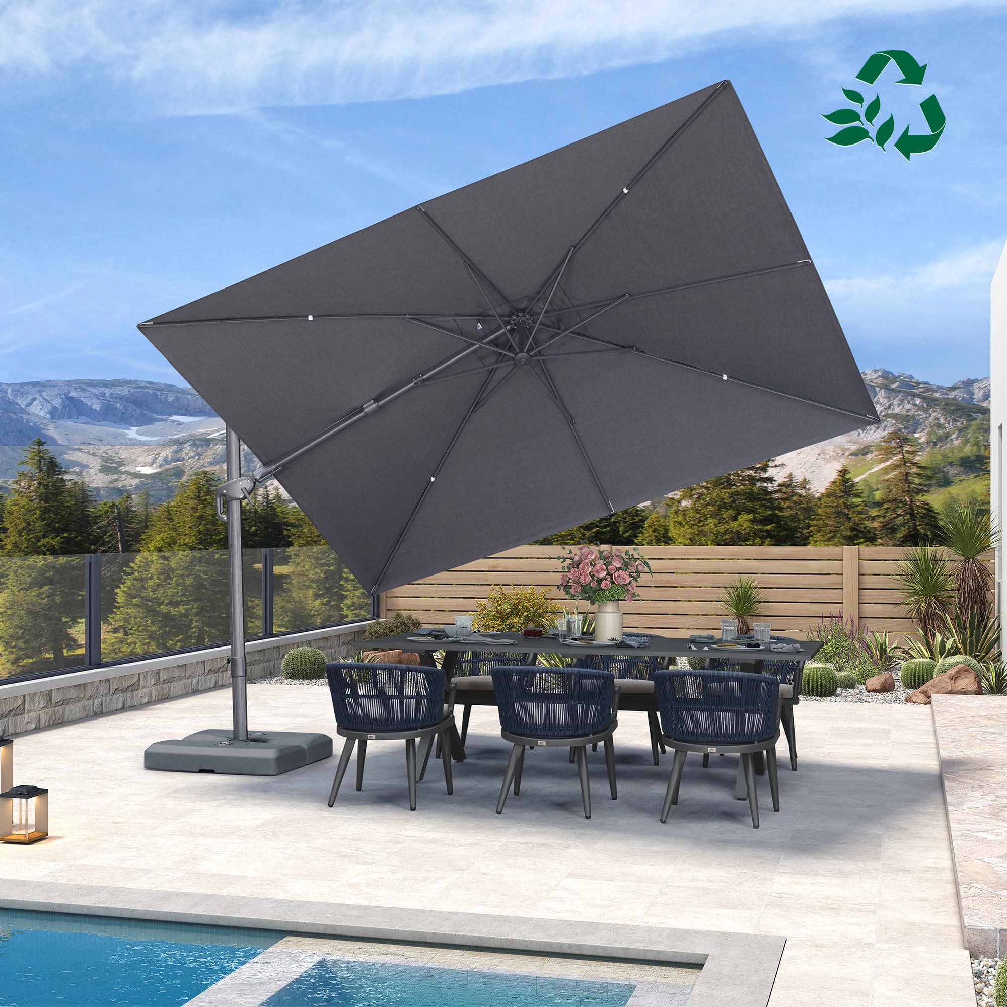 PURPLE LEAF UV Resistant Left-right Tilting Patio Umbrella Swivel Outdoor Umbrella - Image 175