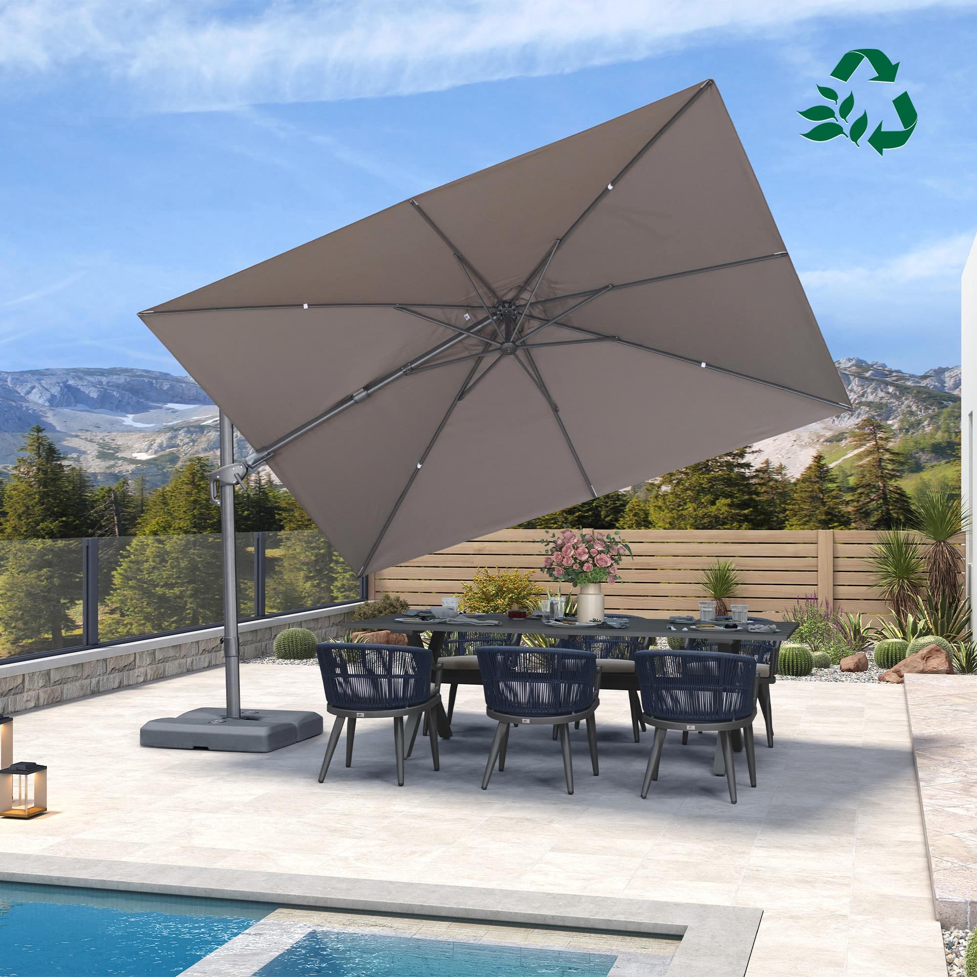 PURPLE LEAF UV Resistant Left-right Tilting Patio Umbrella Swivel Outdoor Umbrella - Image 176