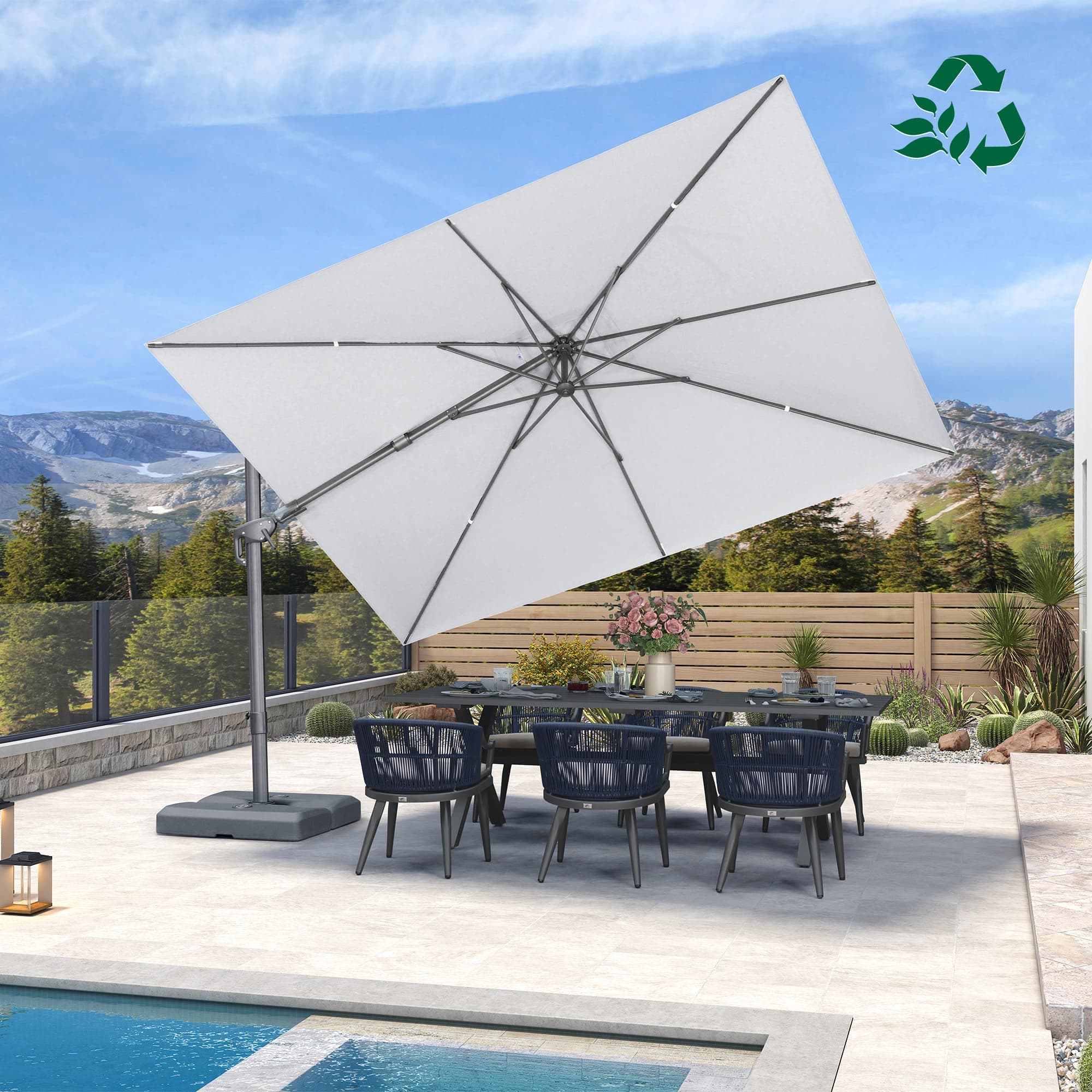PURPLE LEAF UV Resistant Left-right Tilting Patio Umbrella Swivel Outdoor Umbrella - Image 177