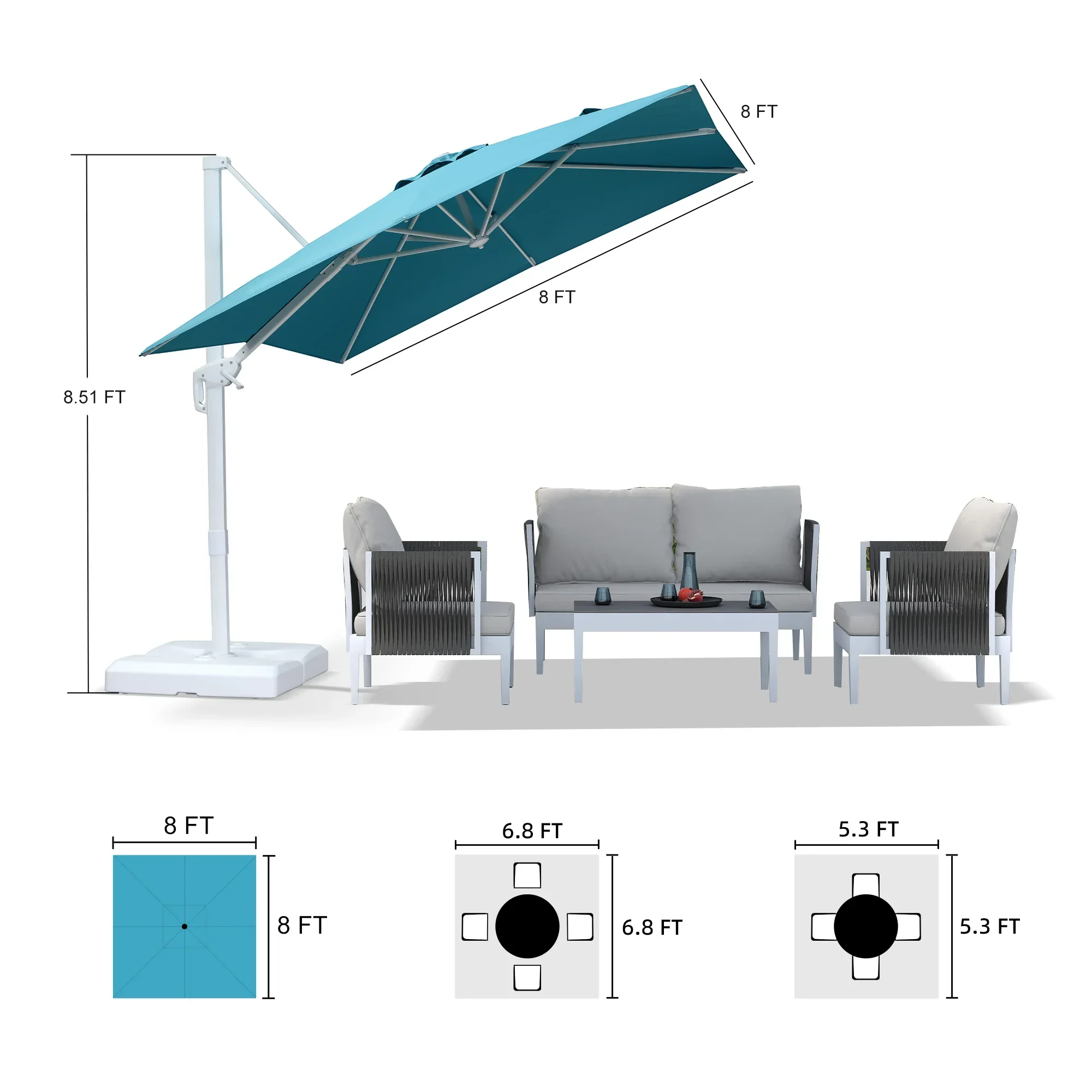 PURPLE LEAF Outdoor Patio Umbrella with Base, Best White Cantilever Umbrellas - Image 100