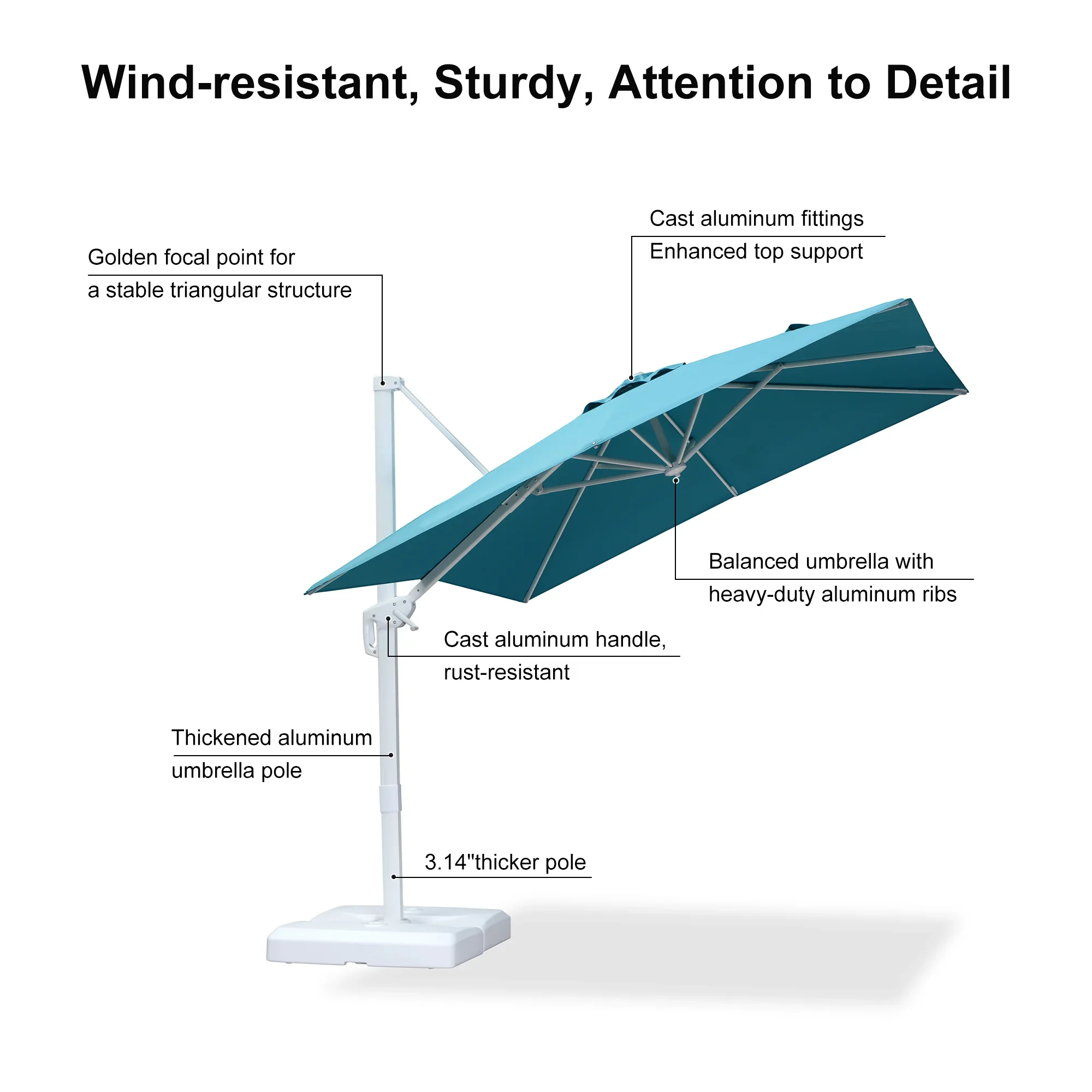 PURPLE LEAF Outdoor Patio Umbrella with Base, Best White Cantilever Umbrellas - Image 102