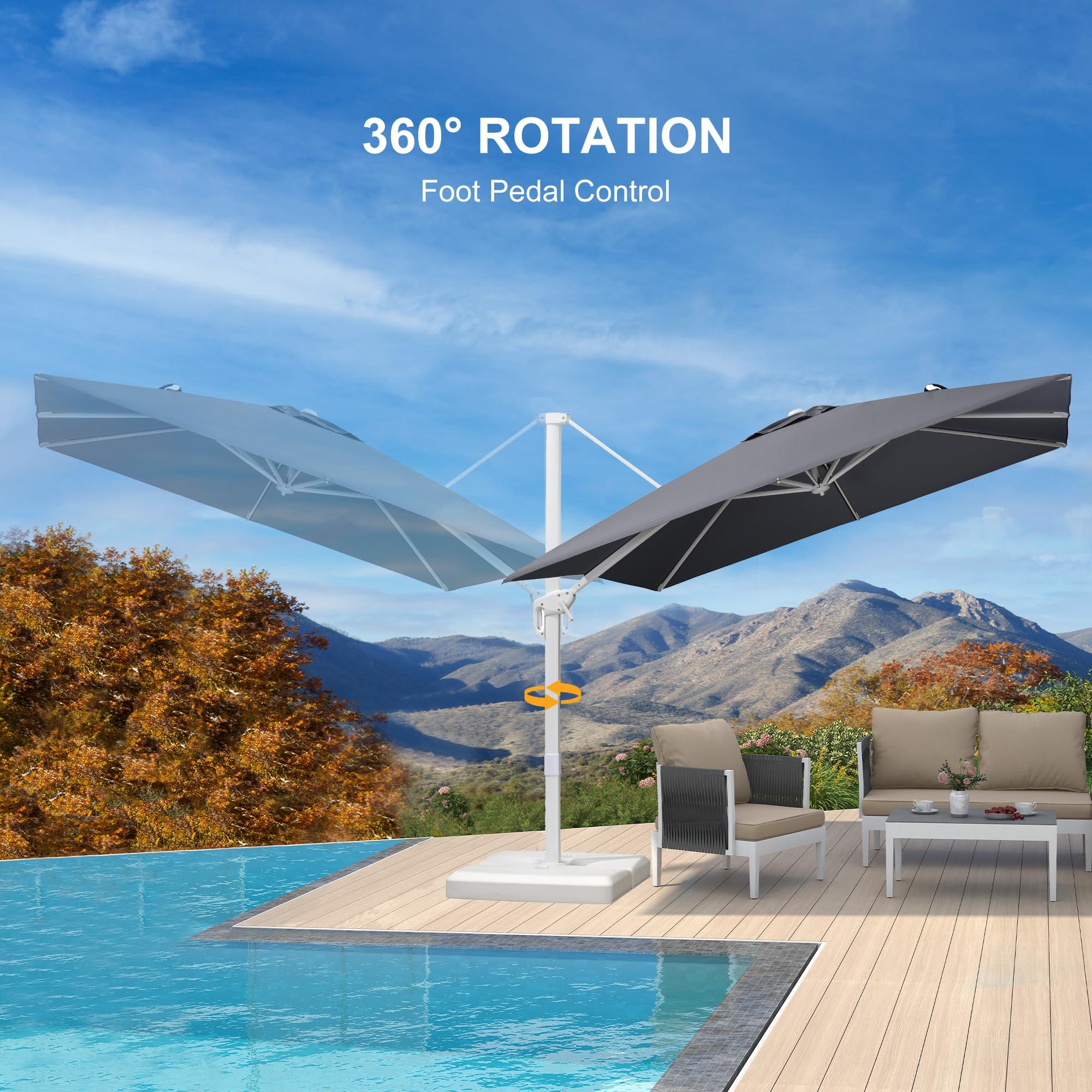 PURPLE LEAF Outdoor Patio Umbrella with Base, Best White Cantilever Umbrellas - Image 106