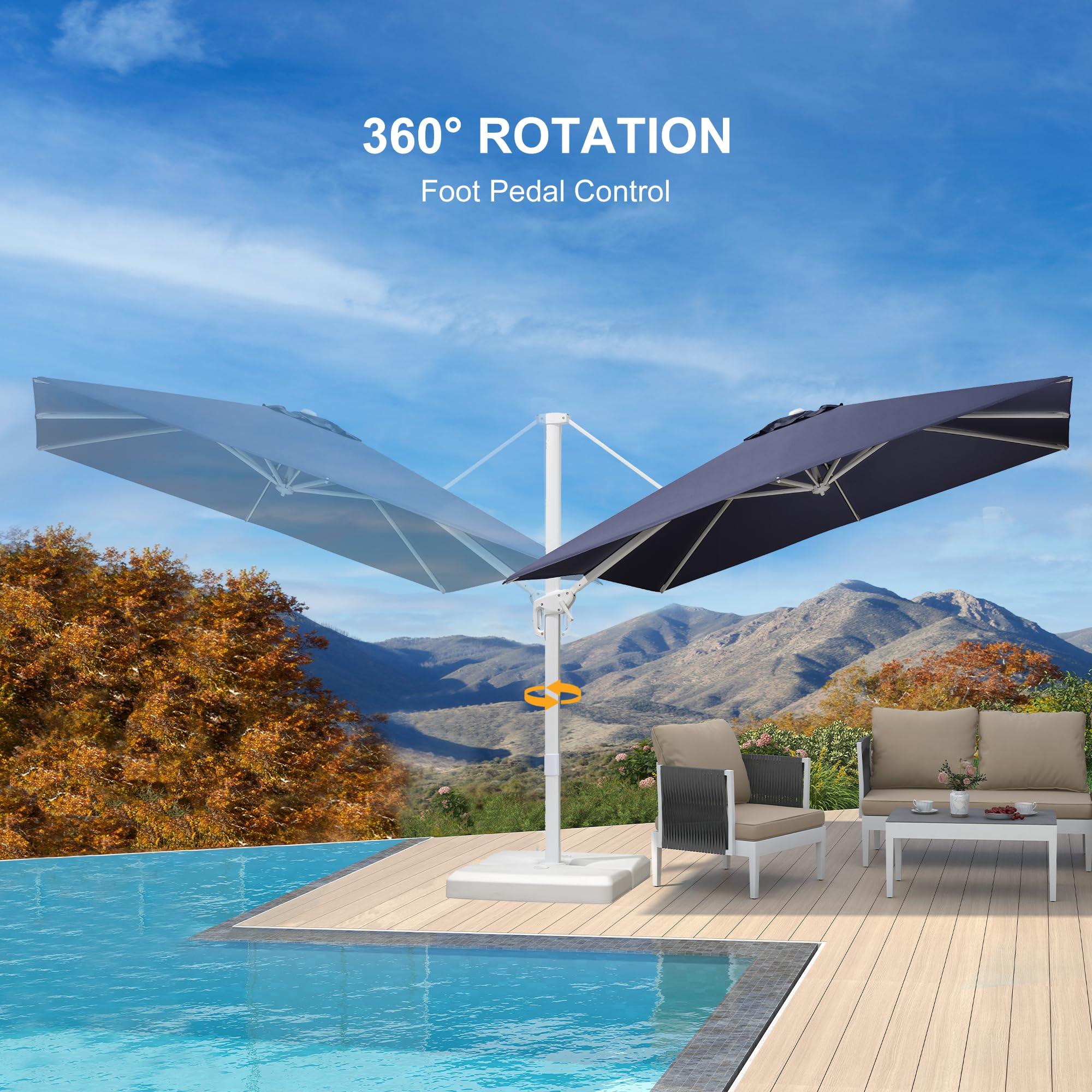 PURPLE LEAF Outdoor Patio Umbrella with Base, Best White Cantilever Umbrellas - Image 110