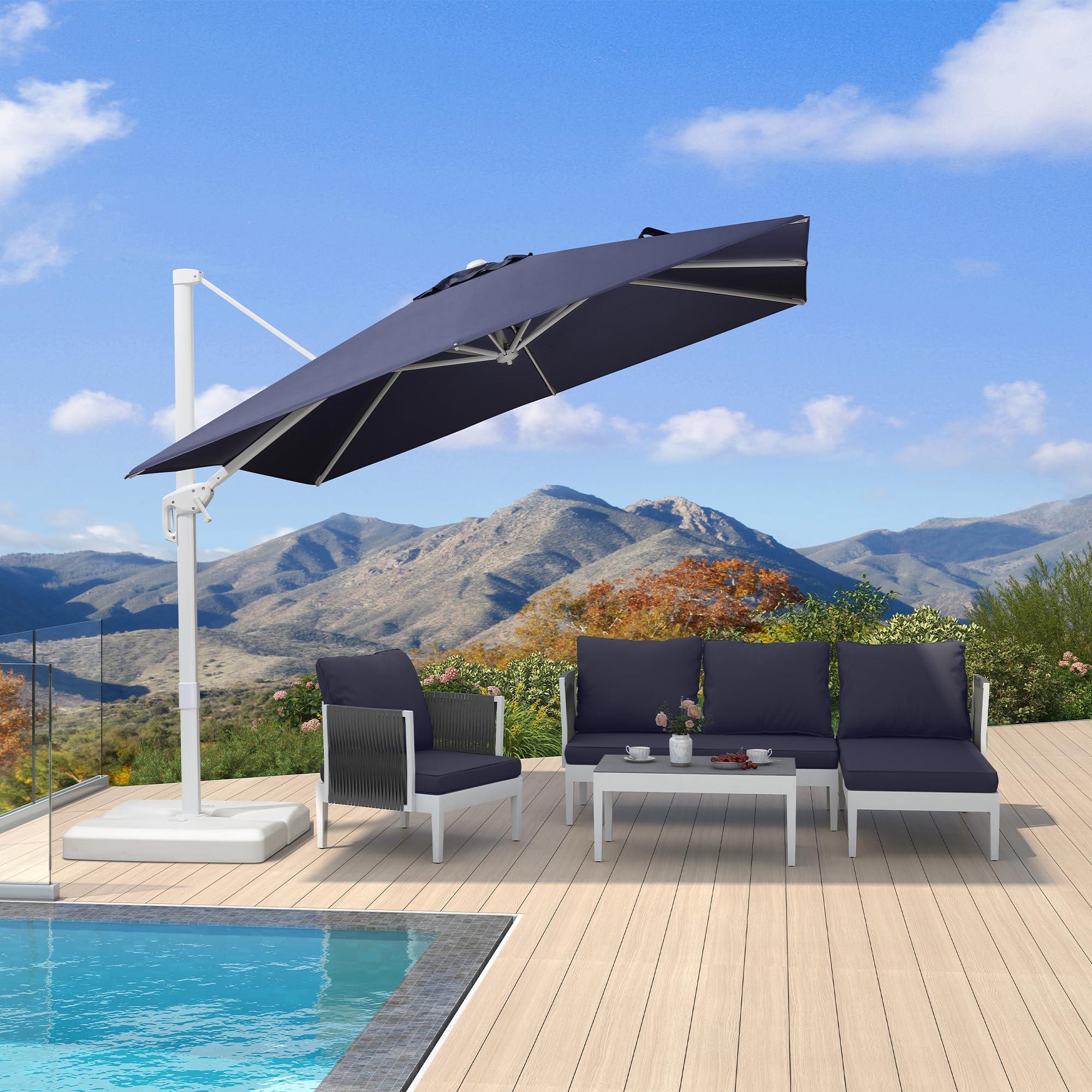 PURPLE LEAF Outdoor Patio Umbrella with Base, Best White Cantilever Umbrellas - Image 111