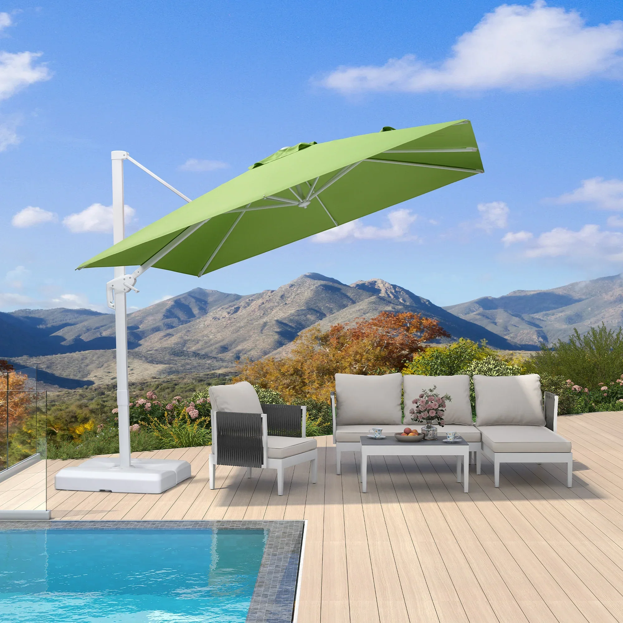 PURPLE LEAF Outdoor Patio Umbrella with Base, Best White Cantilever Umbrellas - Image 113