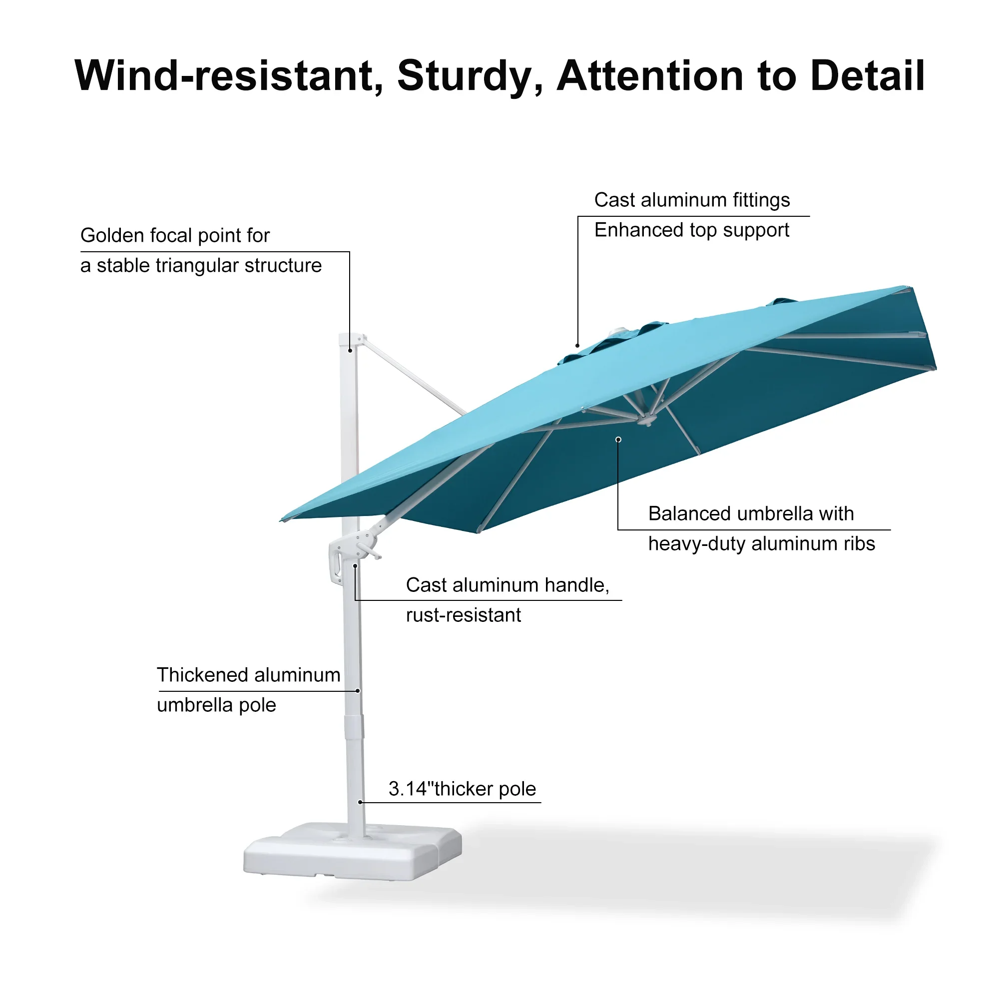 PURPLE LEAF Outdoor Patio Umbrella with Base, Best White Cantilever Umbrellas - Image 116