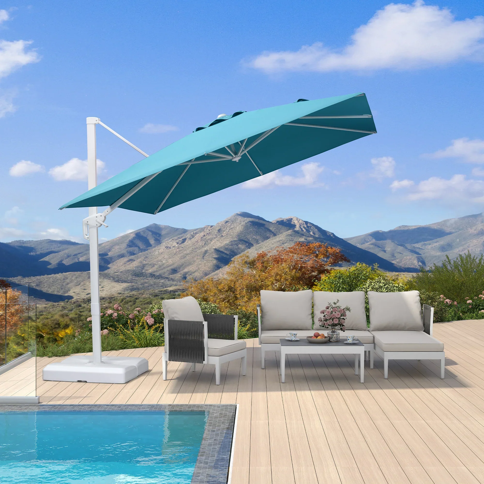 PURPLE LEAF Outdoor Patio Umbrella with Base, Best White Cantilever Umbrellas - Image 118