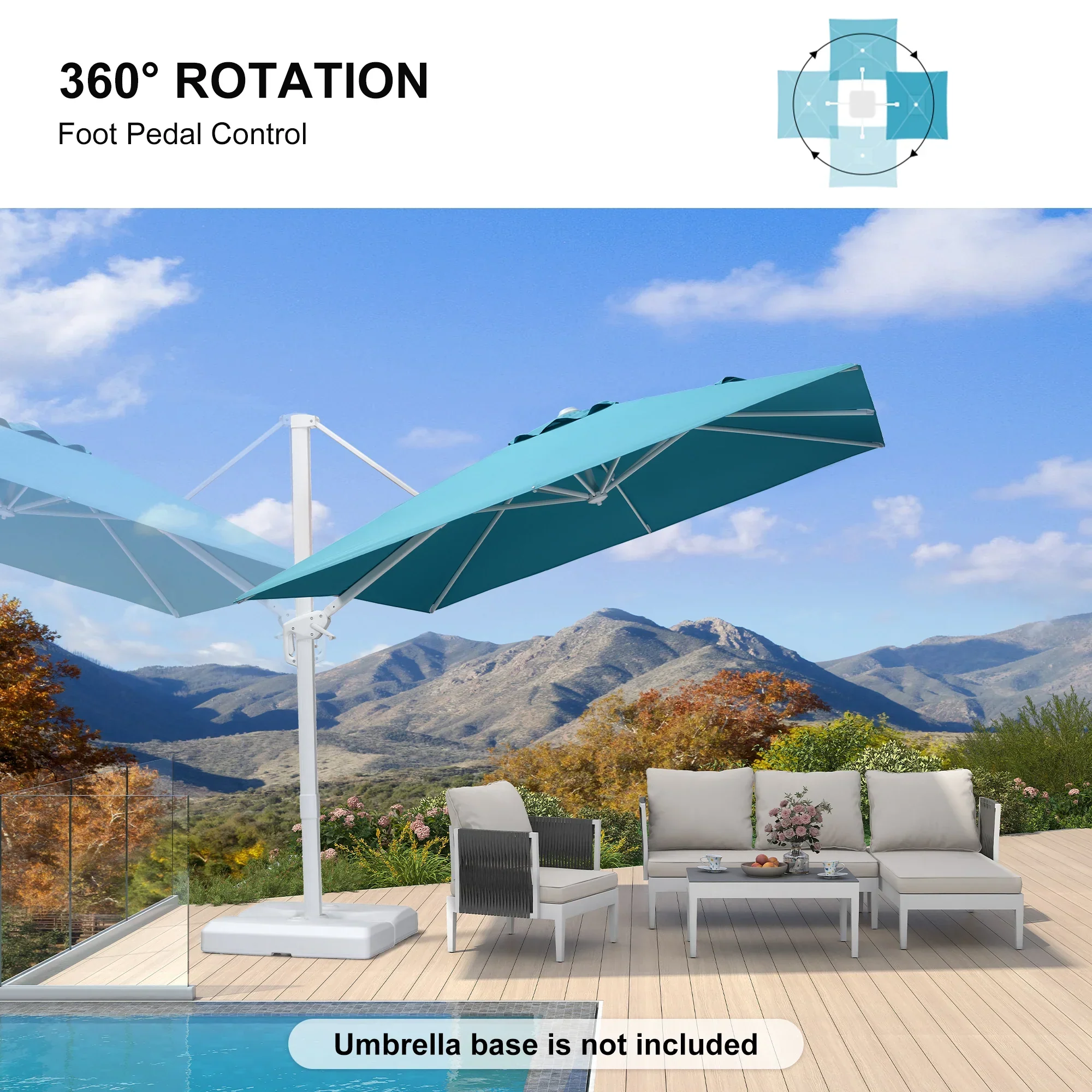 PURPLE LEAF Outdoor Patio Umbrella with Base, Best White Cantilever Umbrellas - Image 119